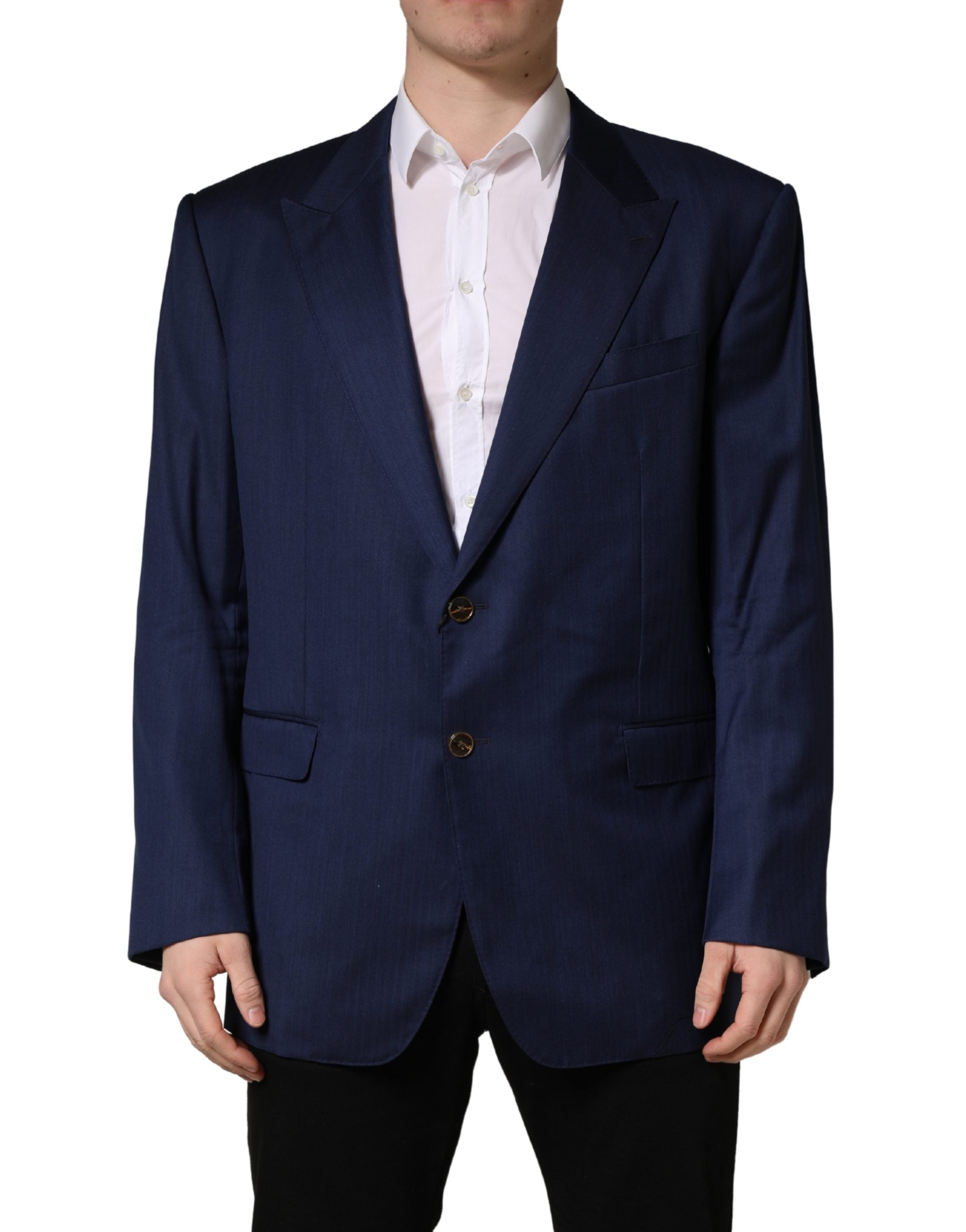 Blue Single Breasted 2 Button Suit Jacket - ventzia