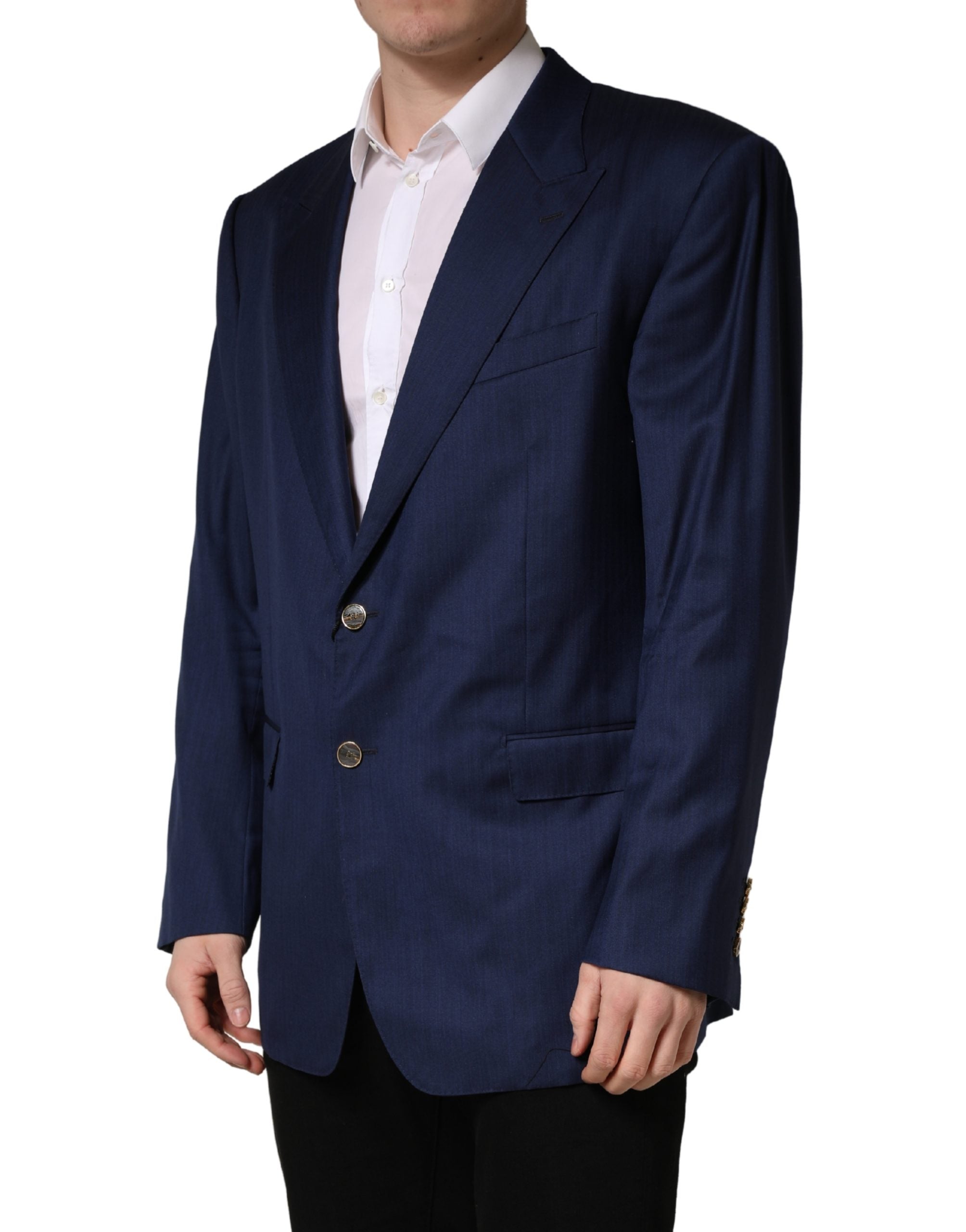 Blue Single Breasted 2 Button Suit Jacket - ventzia