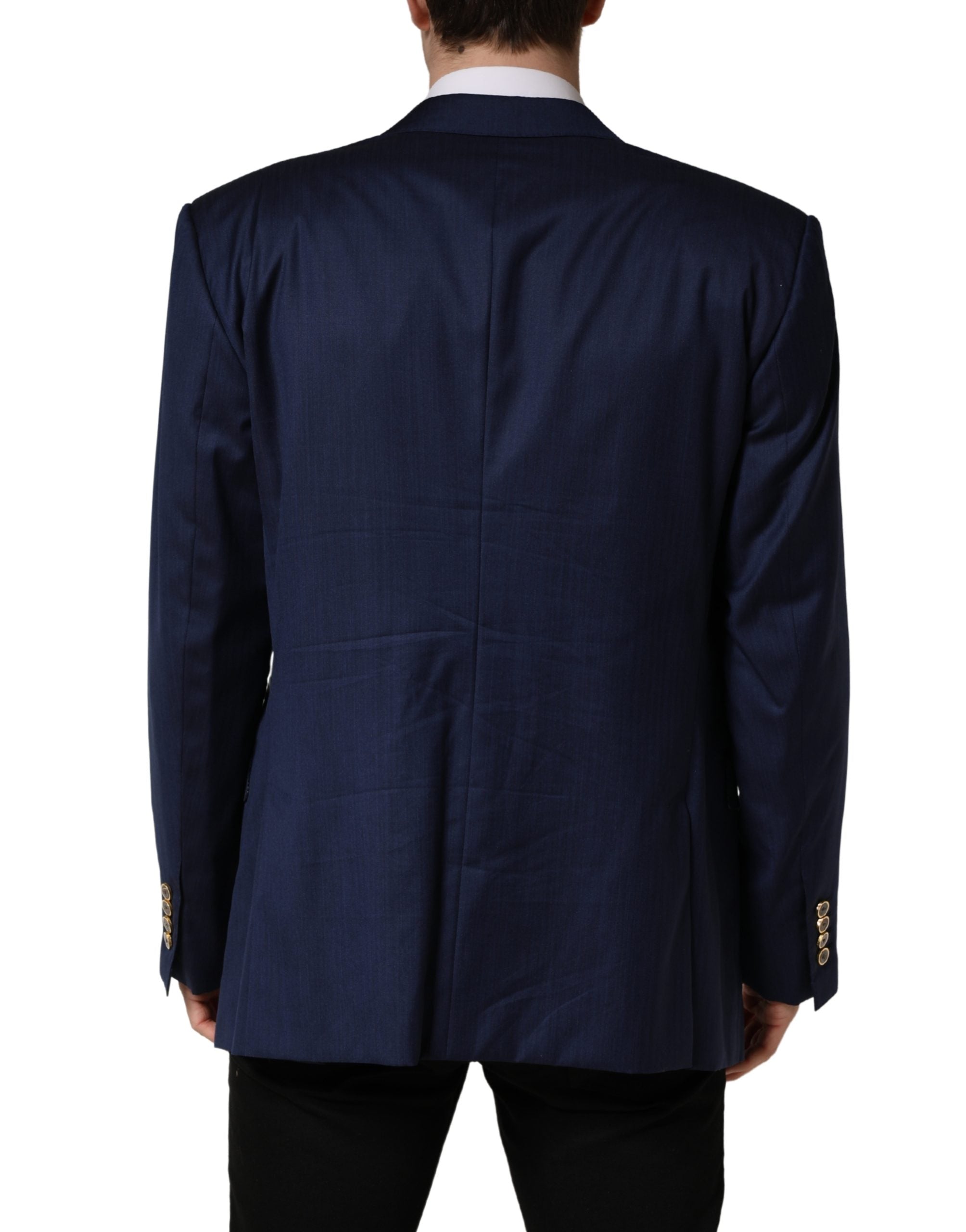 Blue Single Breasted 2 Button Suit Jacket - ventzia