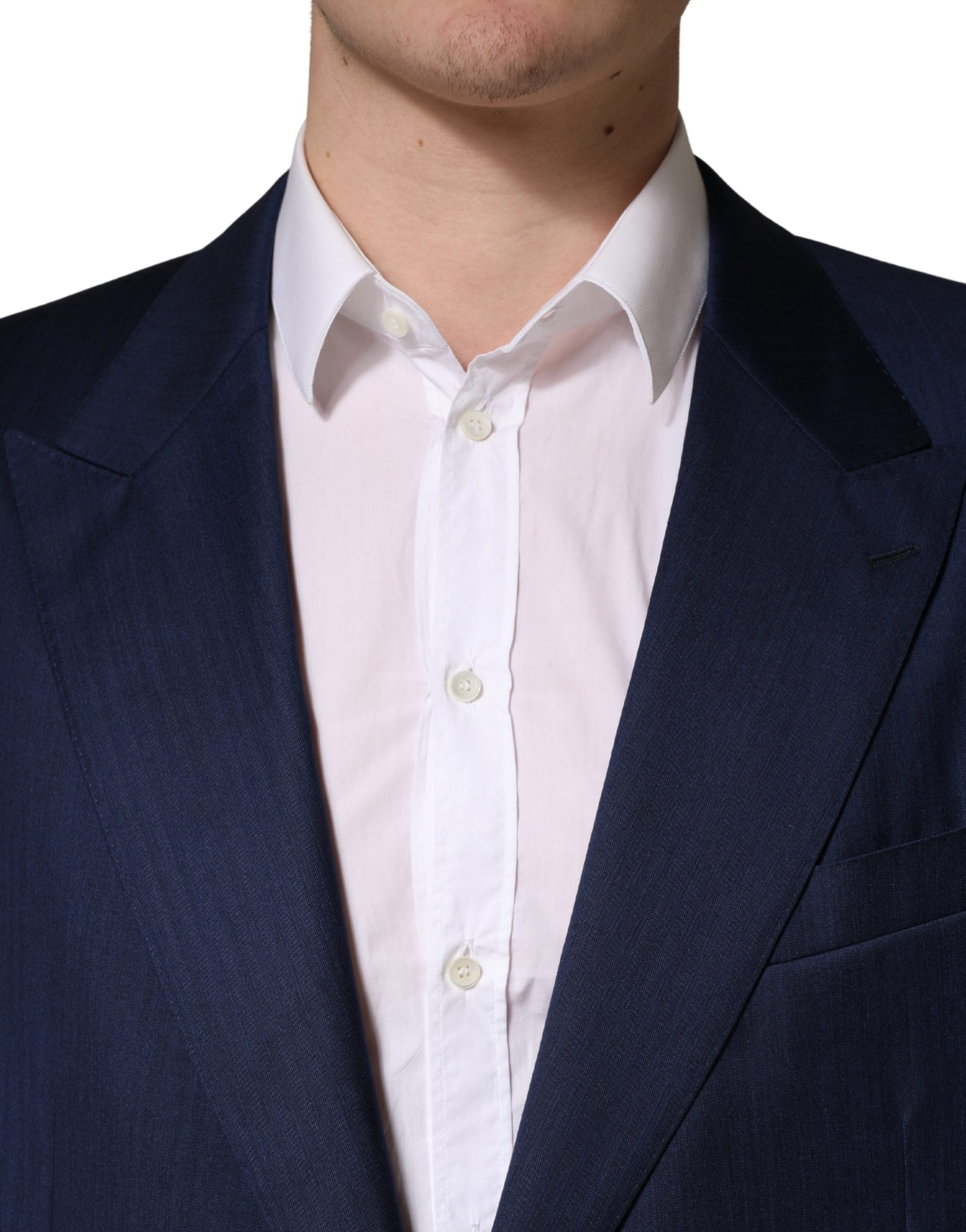 Blue Single Breasted 2 Button Suit Jacket - ventzia