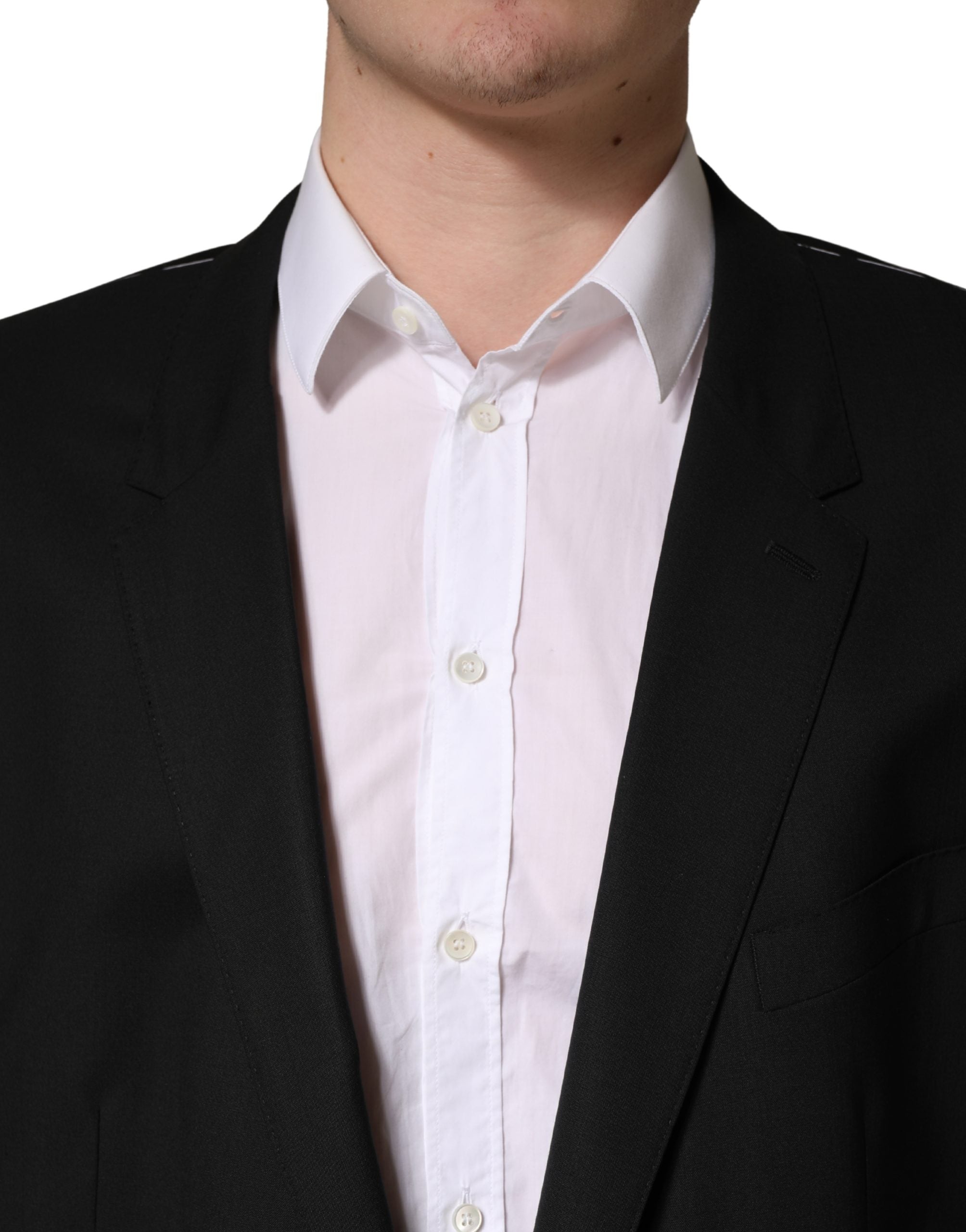 Black Single Breasted 2 Button Suit Jacket - ventzia