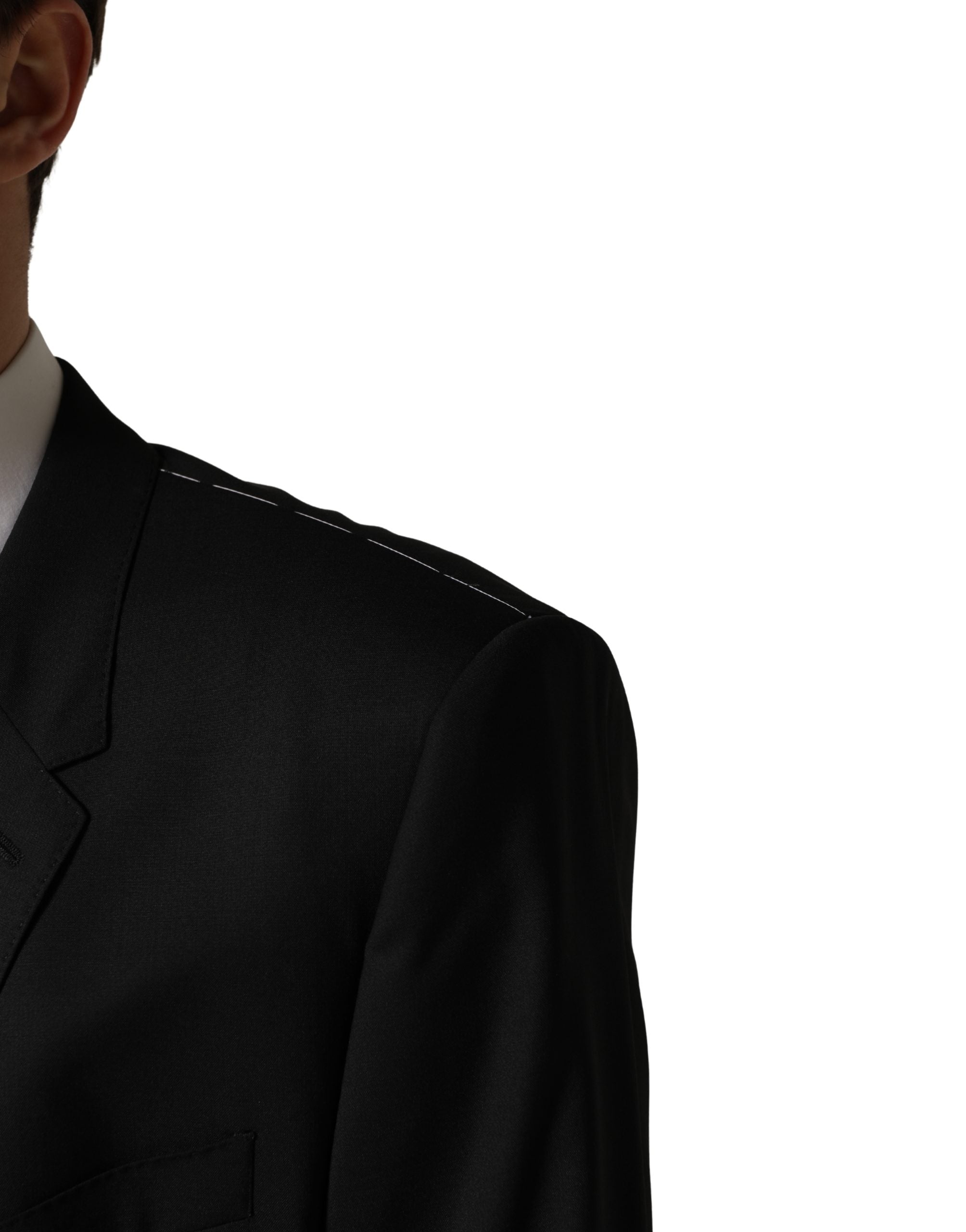 Black Single Breasted 2 Button Suit Jacket - ventzia