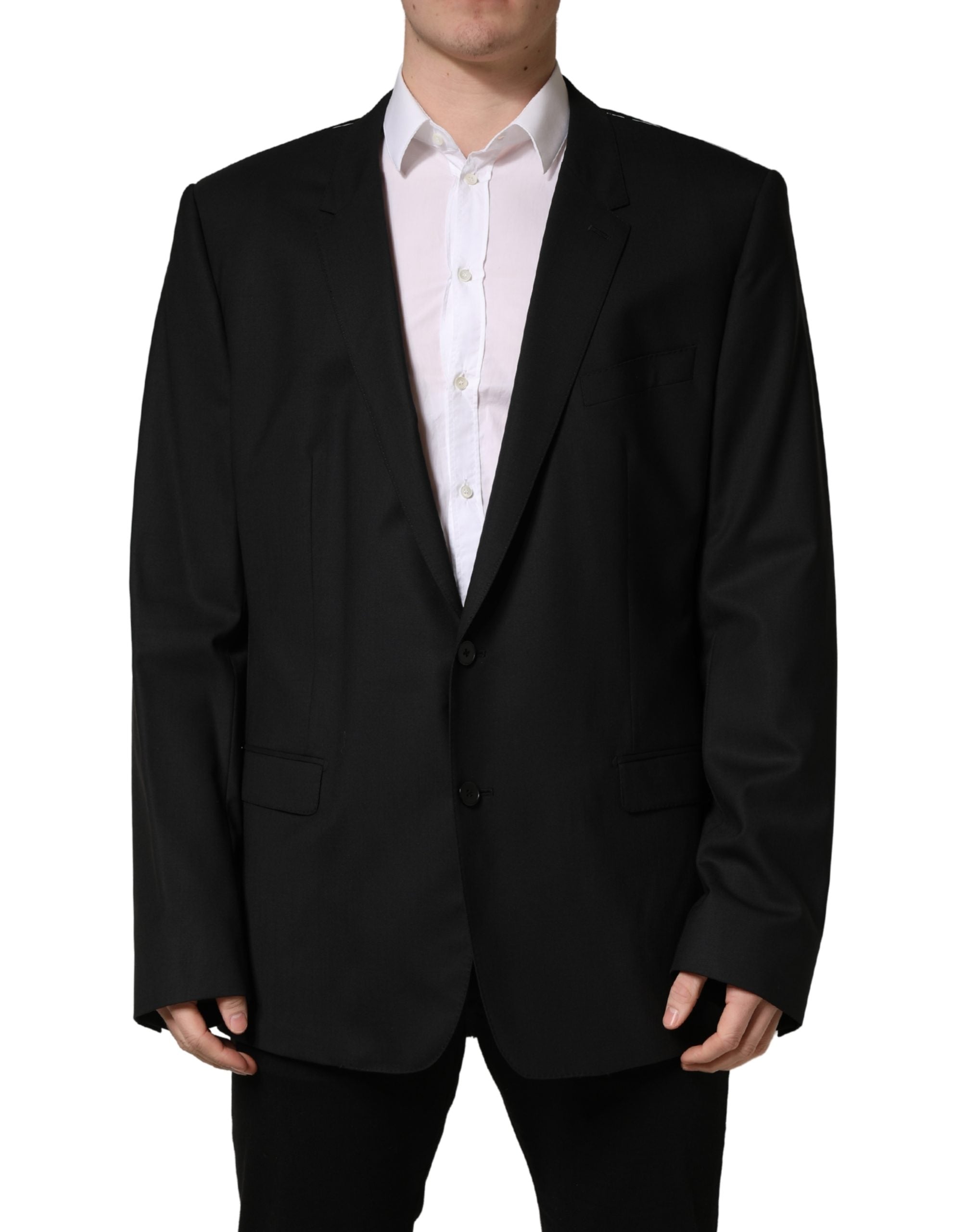 Black Single Breasted 2 Button Suit Jacket - ventzia