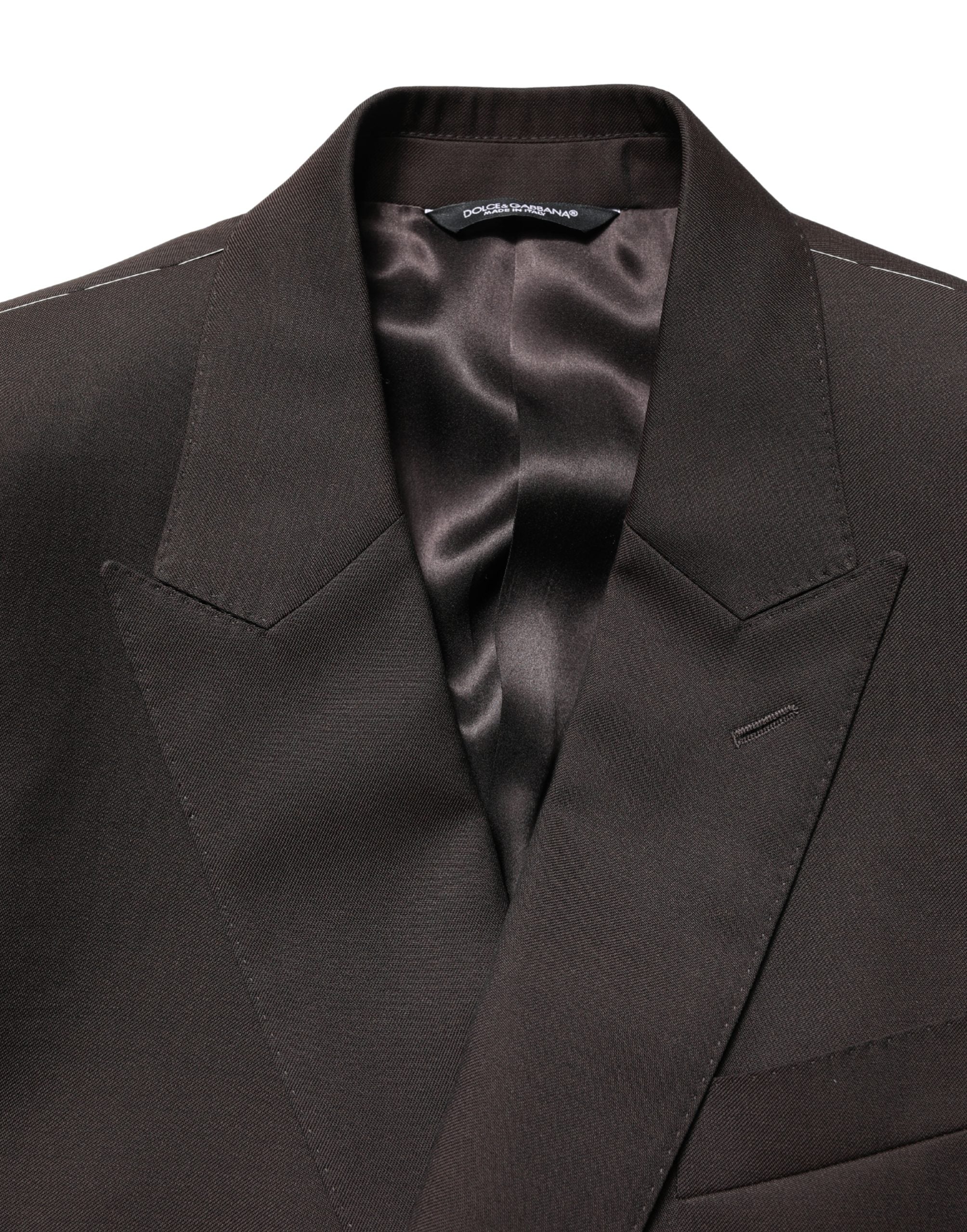 Dark Violet Wool Double Breasted Suit Jacket - ventzia