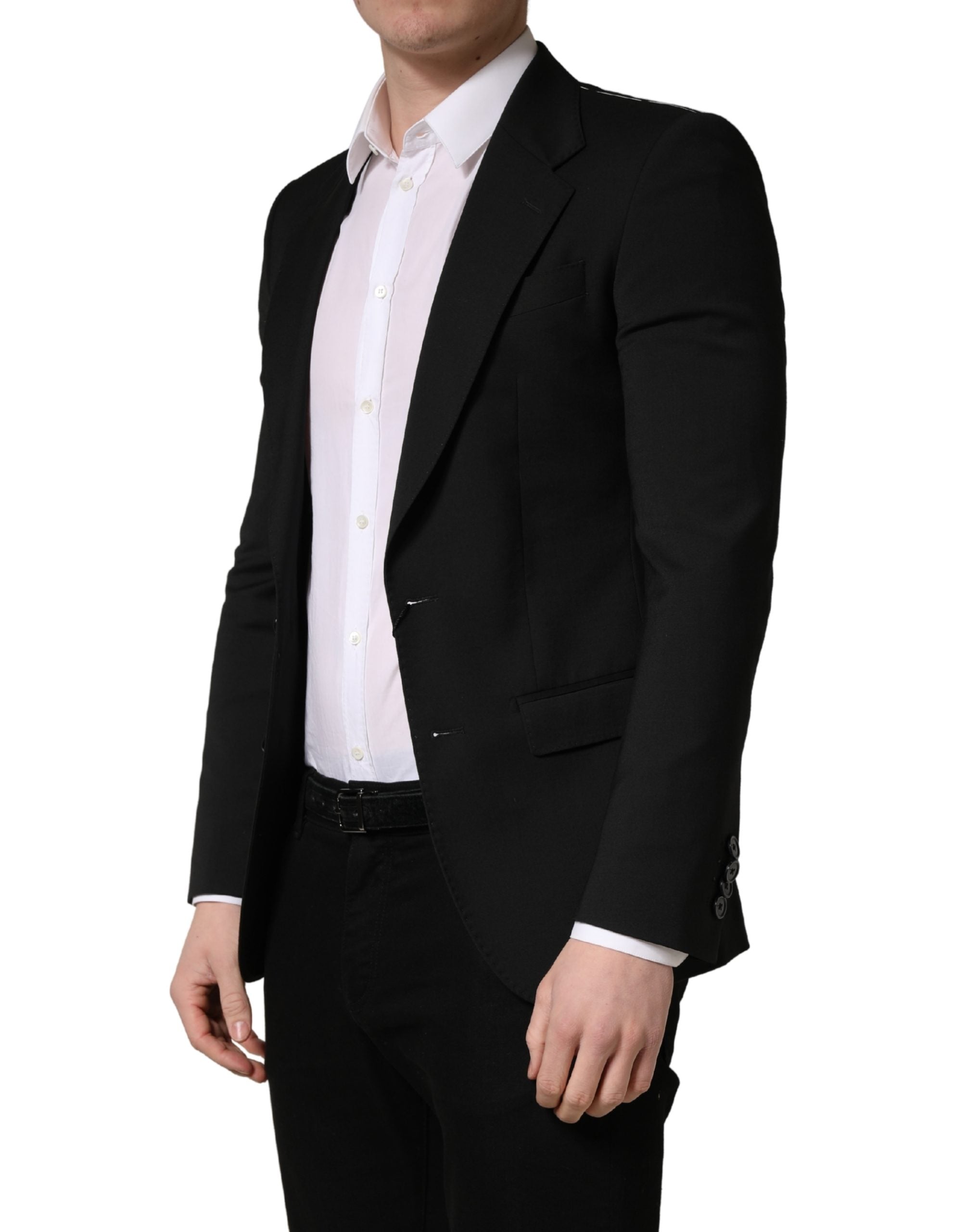 Black Polyester 2 Buttons Men Suit Jacket - ventzia