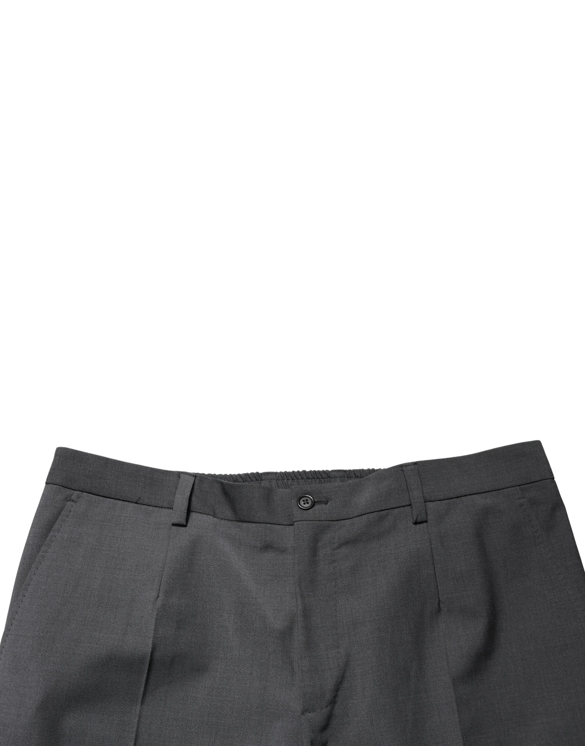 Dark Gray Wool Cropped Chino Trouser Pants - ventzia