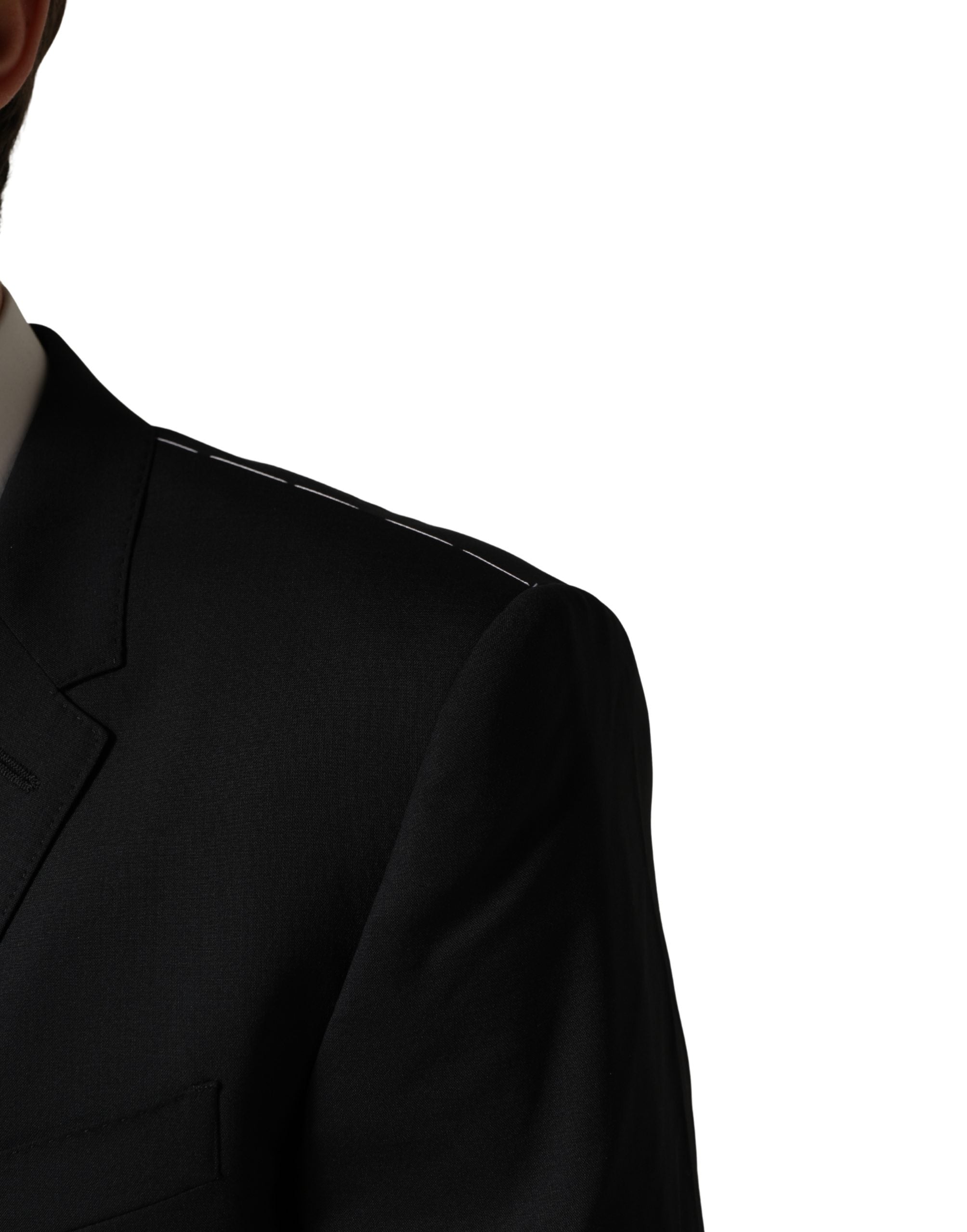 Black Wool Slim Fit Formal 3 Piece Men Suit - ventzia