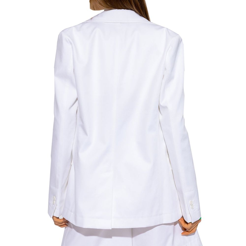 White Cotton Blazer - ventzia