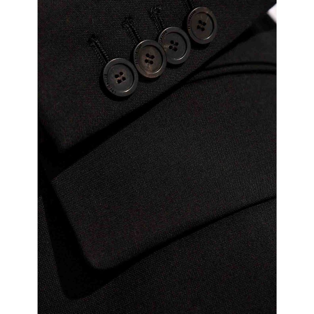 Black Wool Jackets And Coat - ventzia