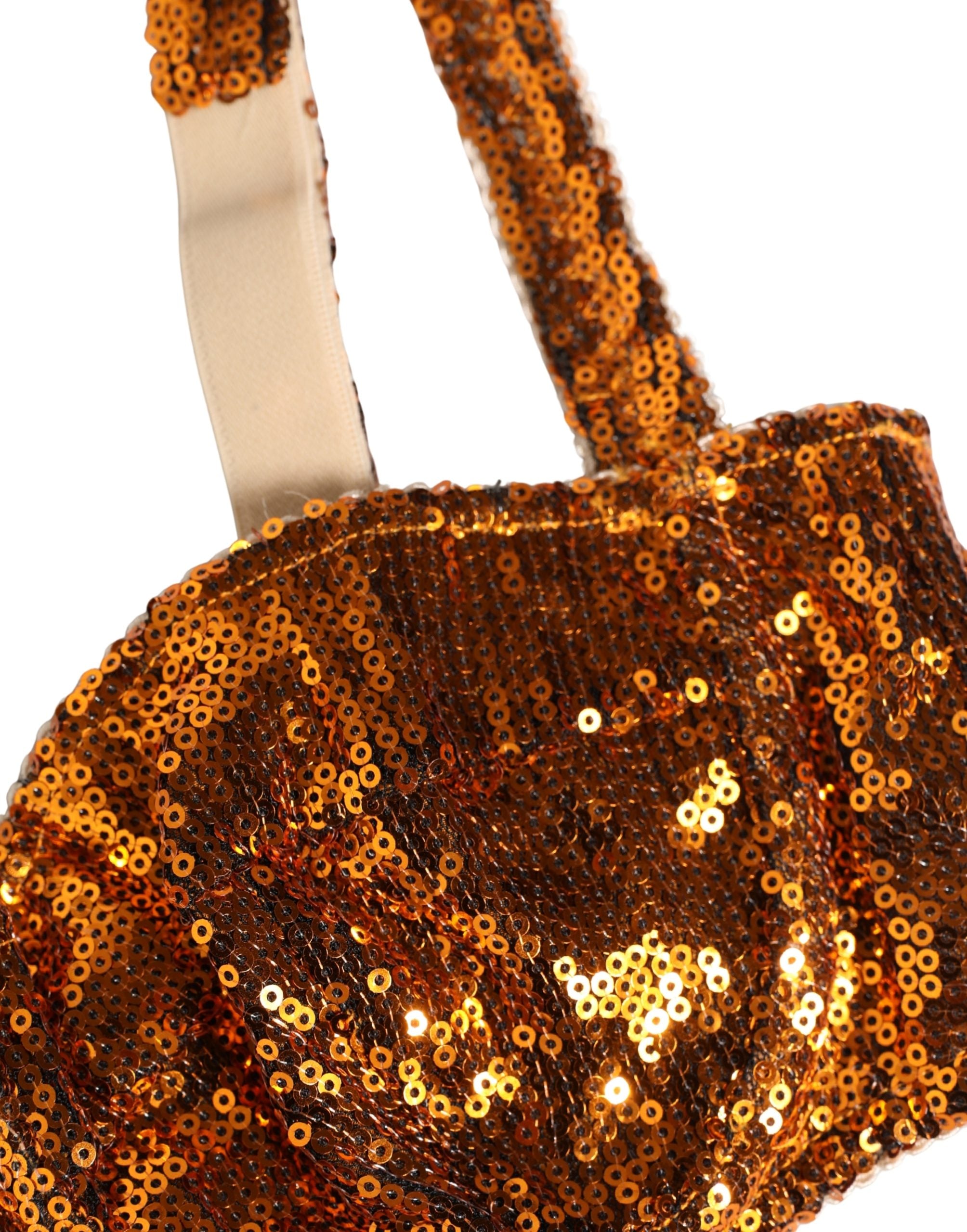Gold Sequined Nyon Balconnet Bra Underwear - ventzia