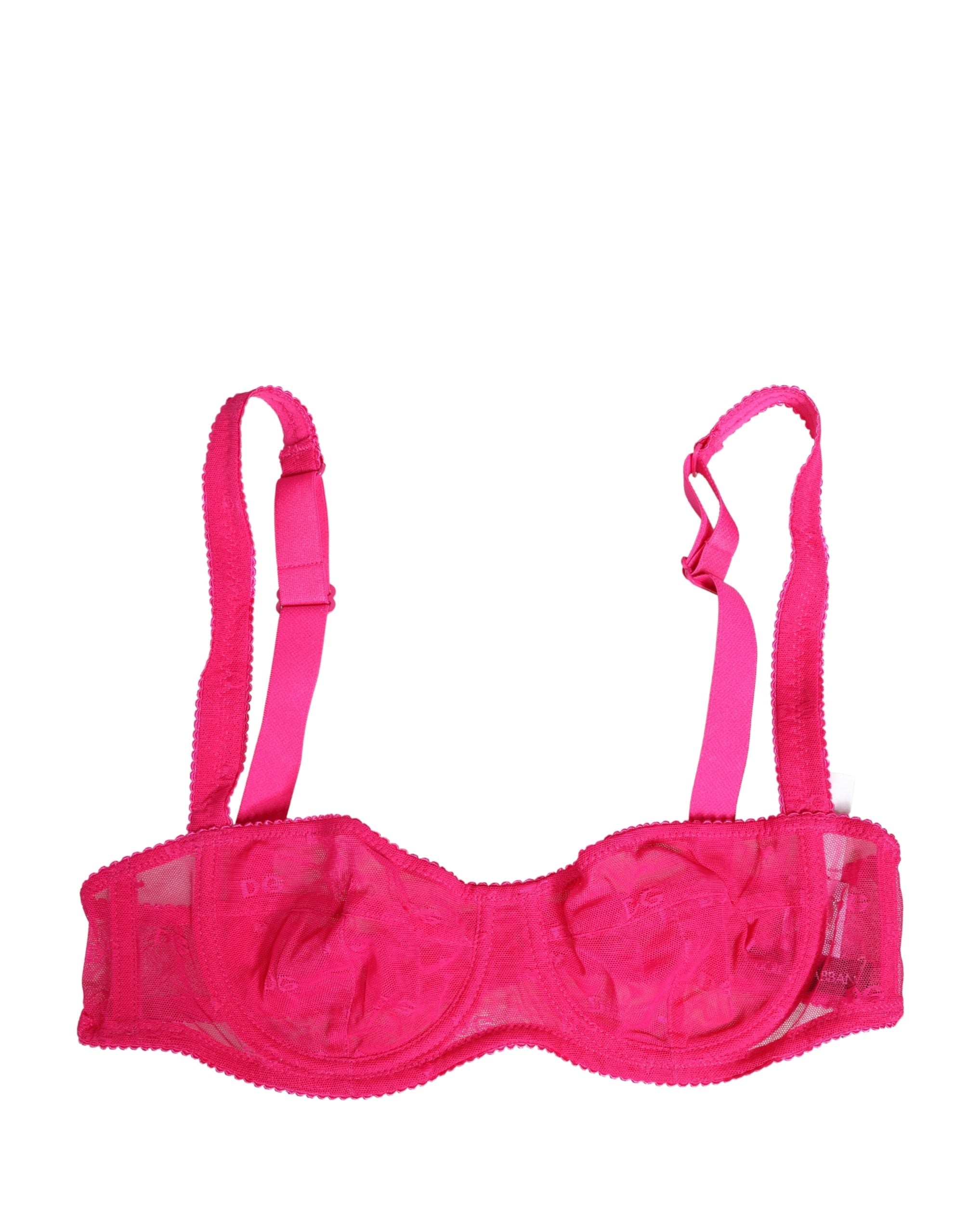 Pink Lace Mesh Underwire Balconnet Bra Underwear - ventzia
