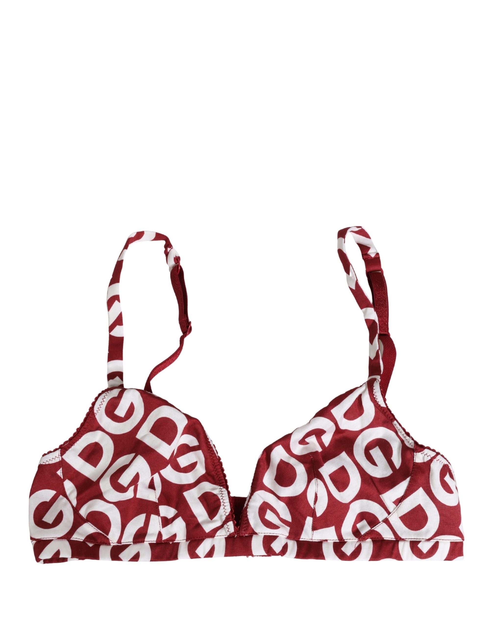 Red Logo Monogram Cotton Soft Cup Bra Underwear - ventzia