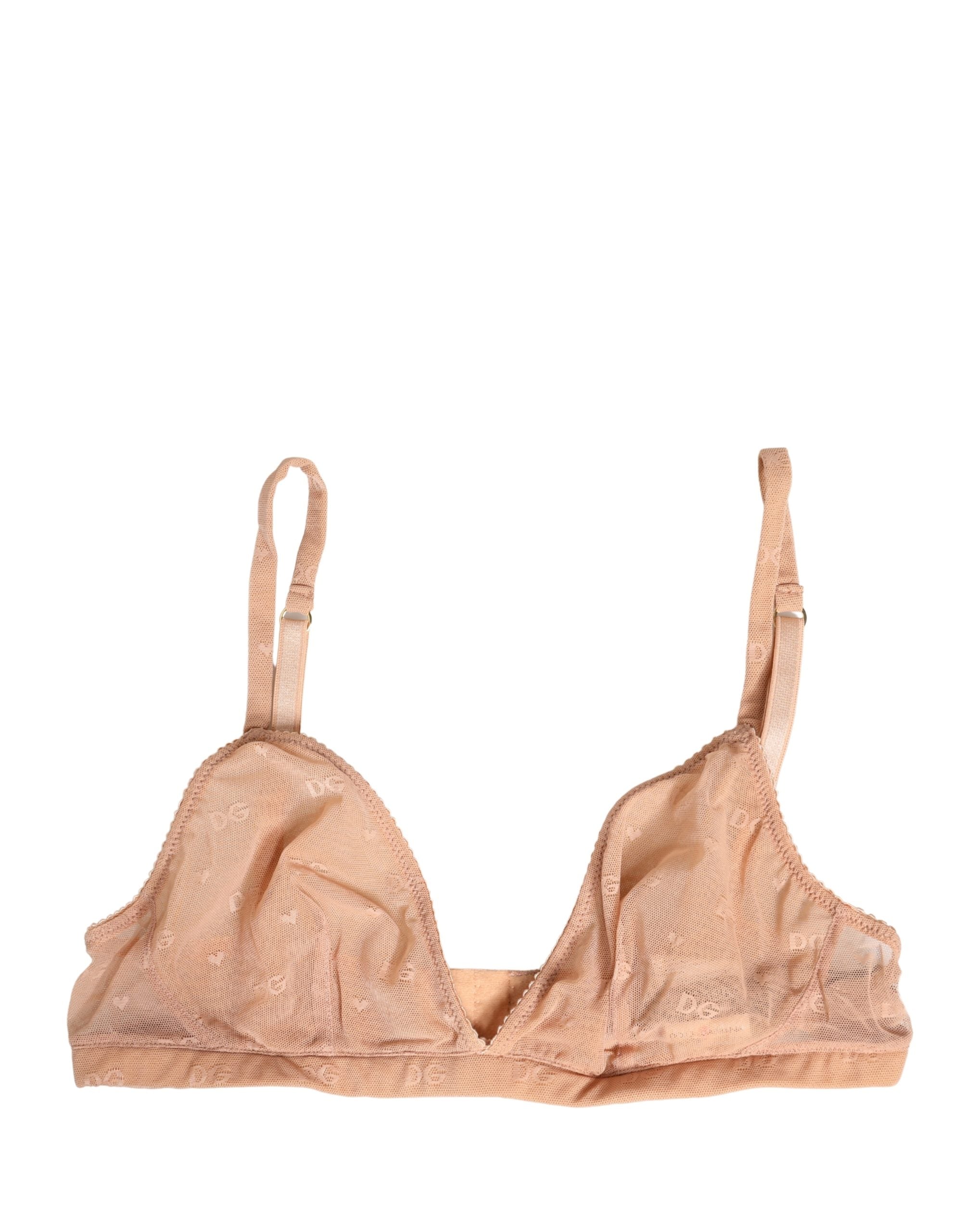 Beige Nylon Stretch Soft Cup Brassiere Underwear - ventzia
