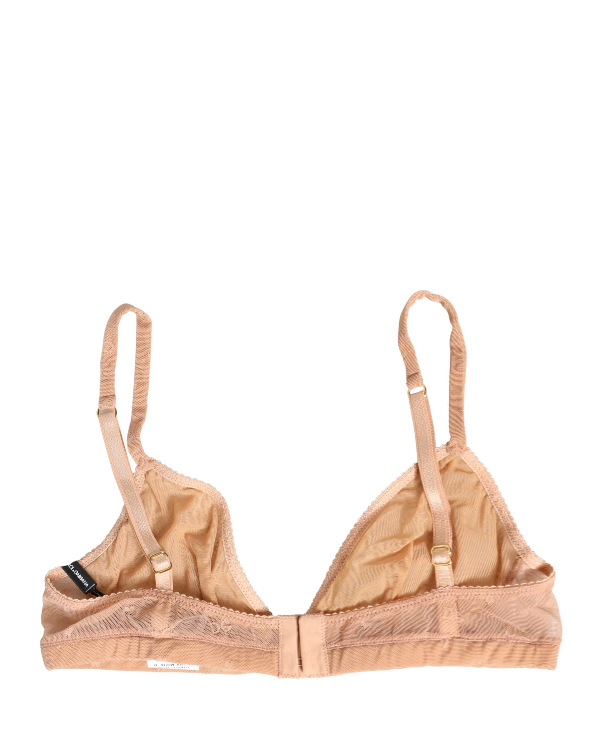 Beige Nylon Stretch Soft Cup Brassiere Underwear - ventzia