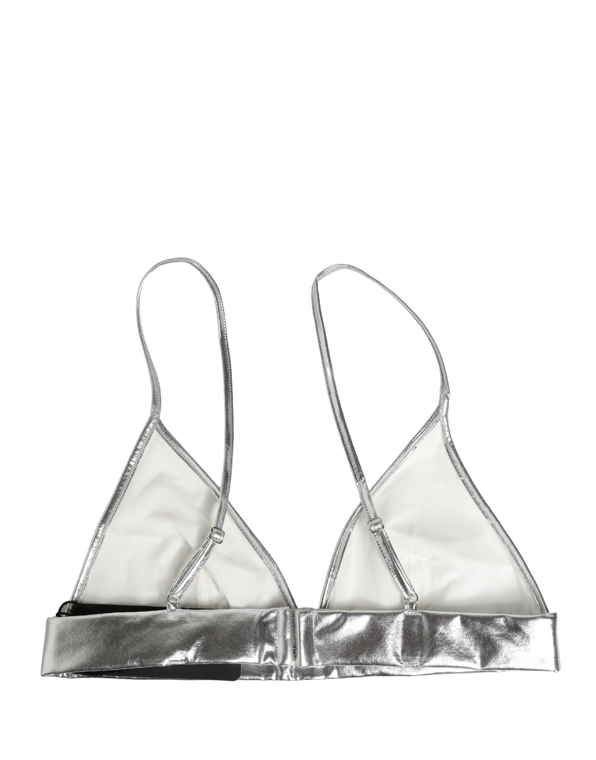 Metallic Silver Sleeveless Bustier Cropped Top - ventzia