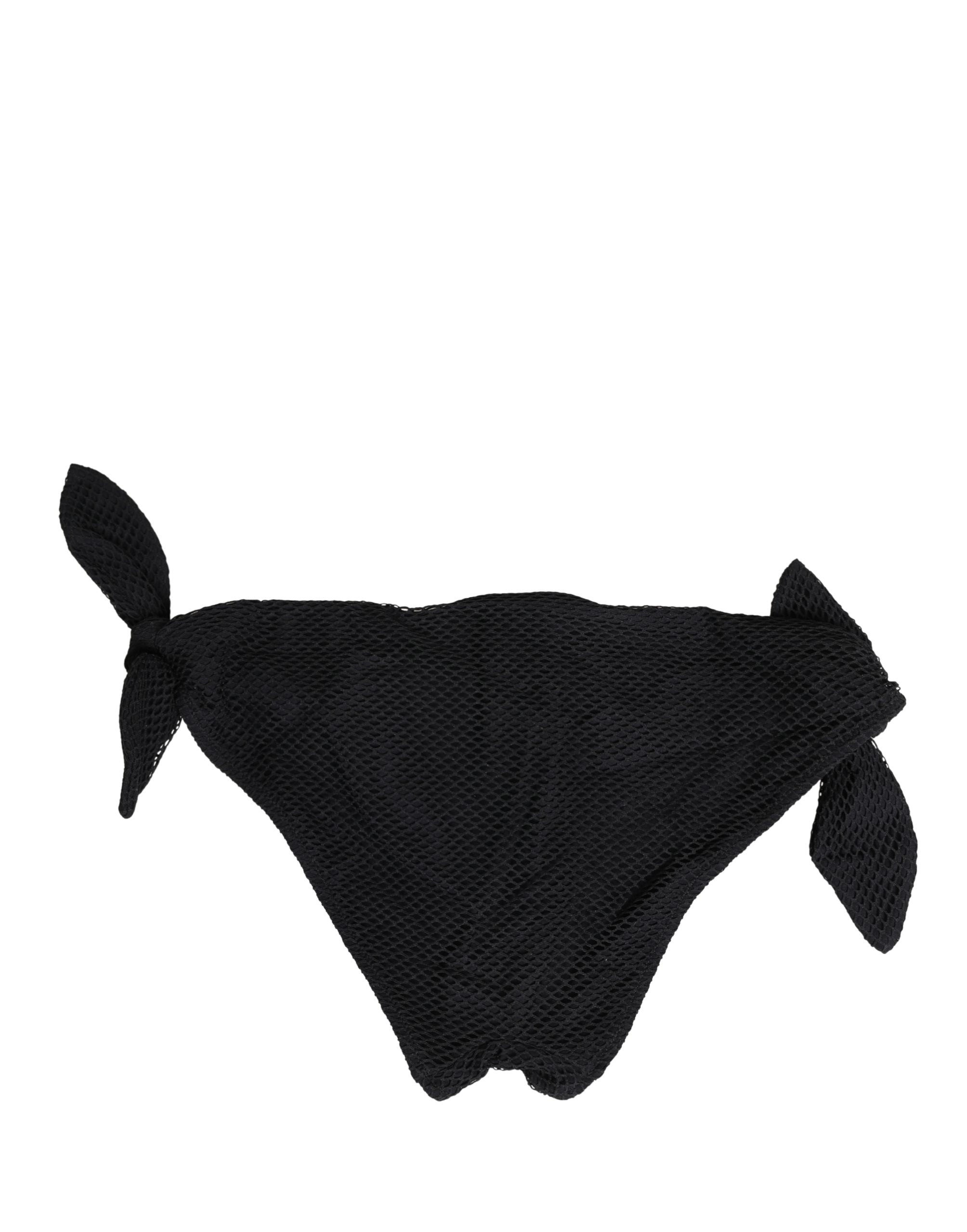 Swimwear Black Side-Tie Bikini Bottom DG Logo - ventzia