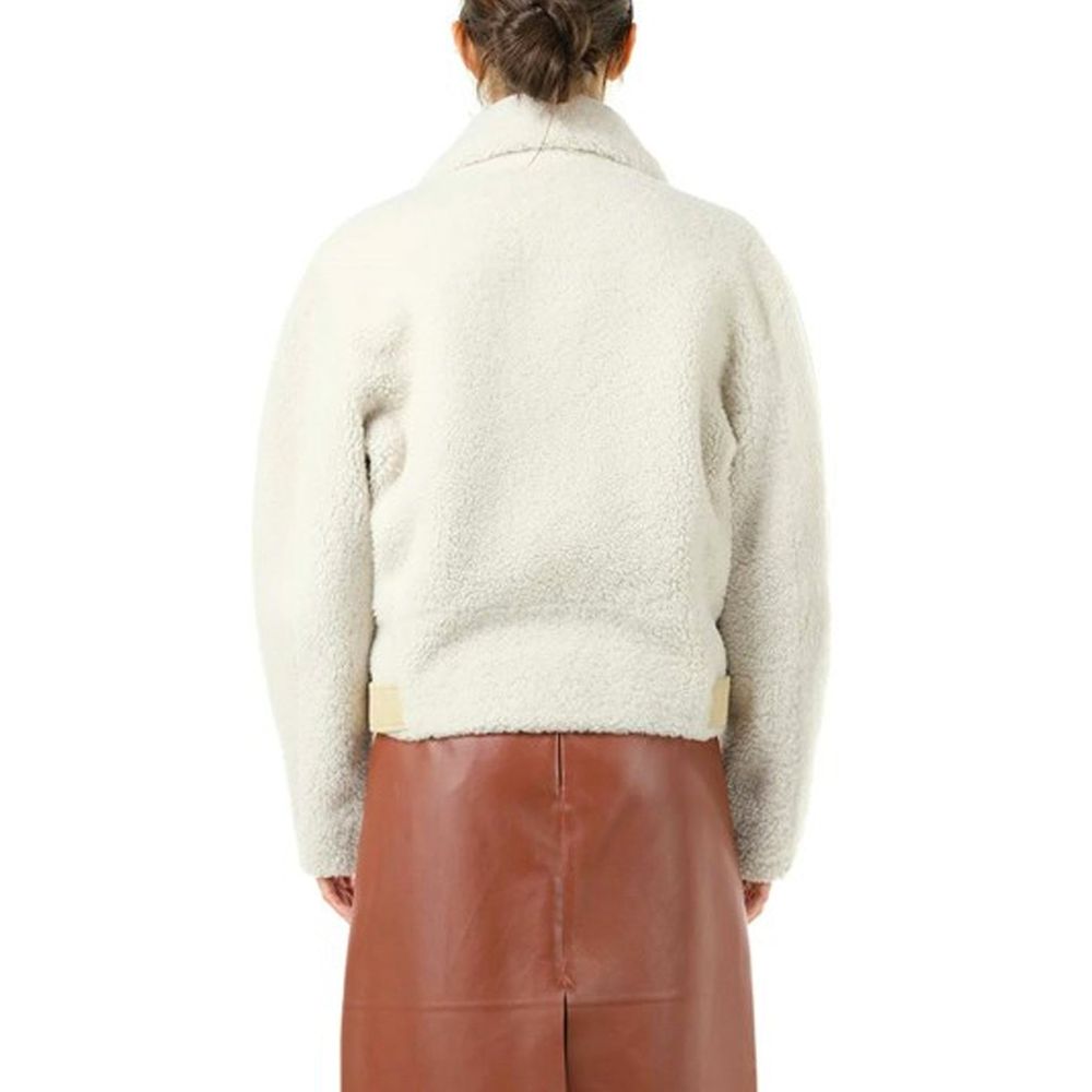 Beige Polyester Biker Jacket - ventzia