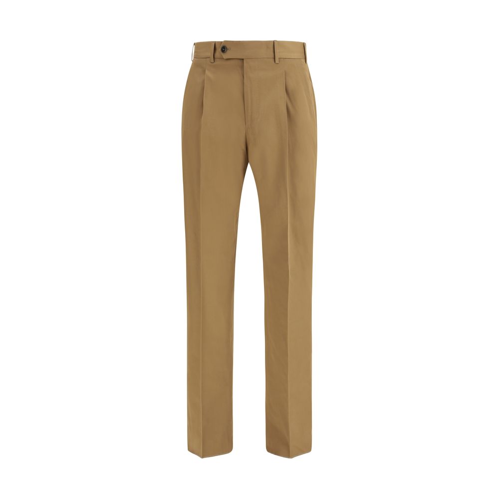 Brown Cotton Casual Pants - ventzia
