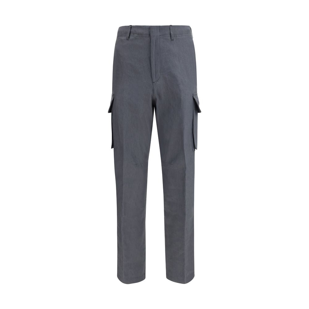 Gray Linen Cargo Pants - ventzia