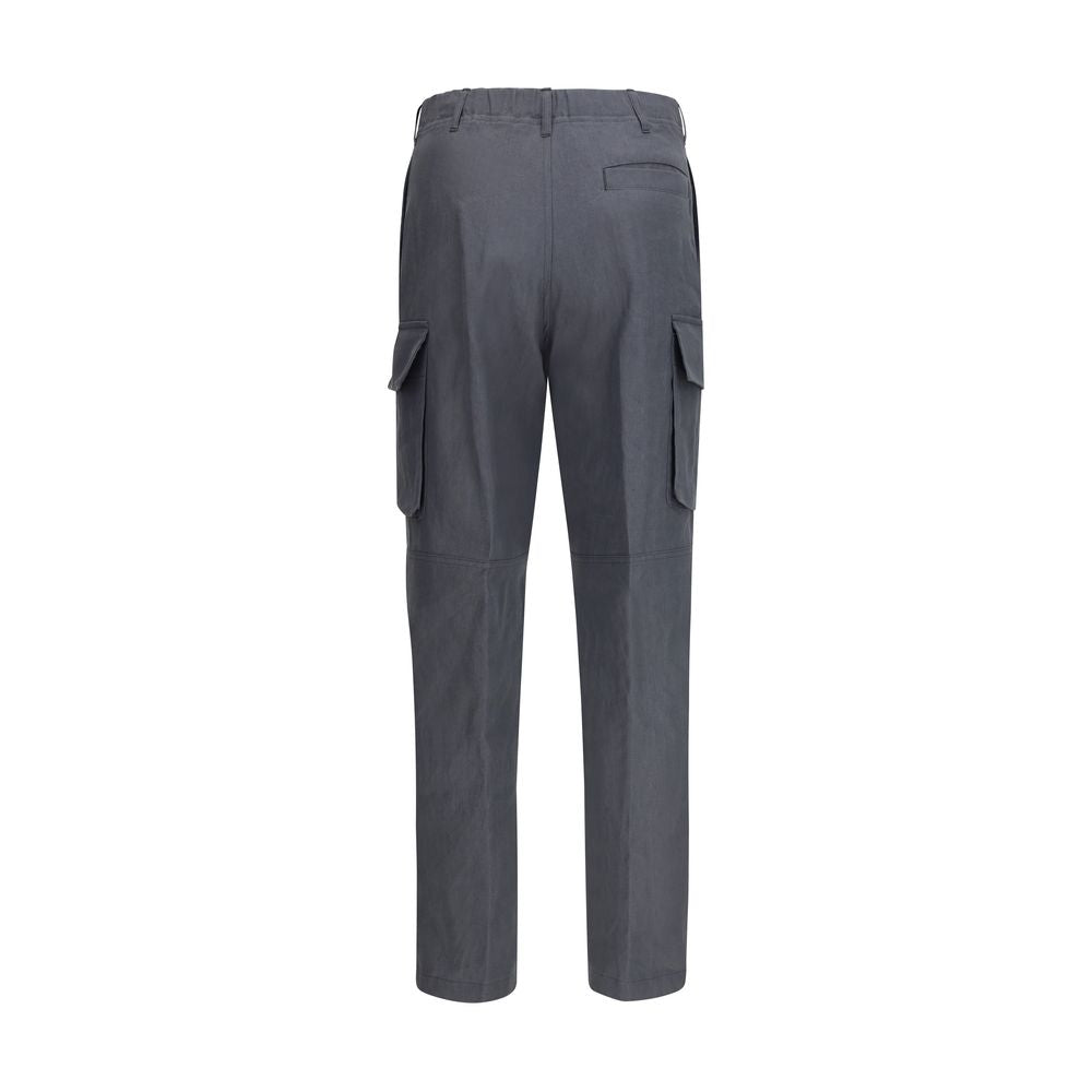 Gray Linen Cargo Pants - ventzia