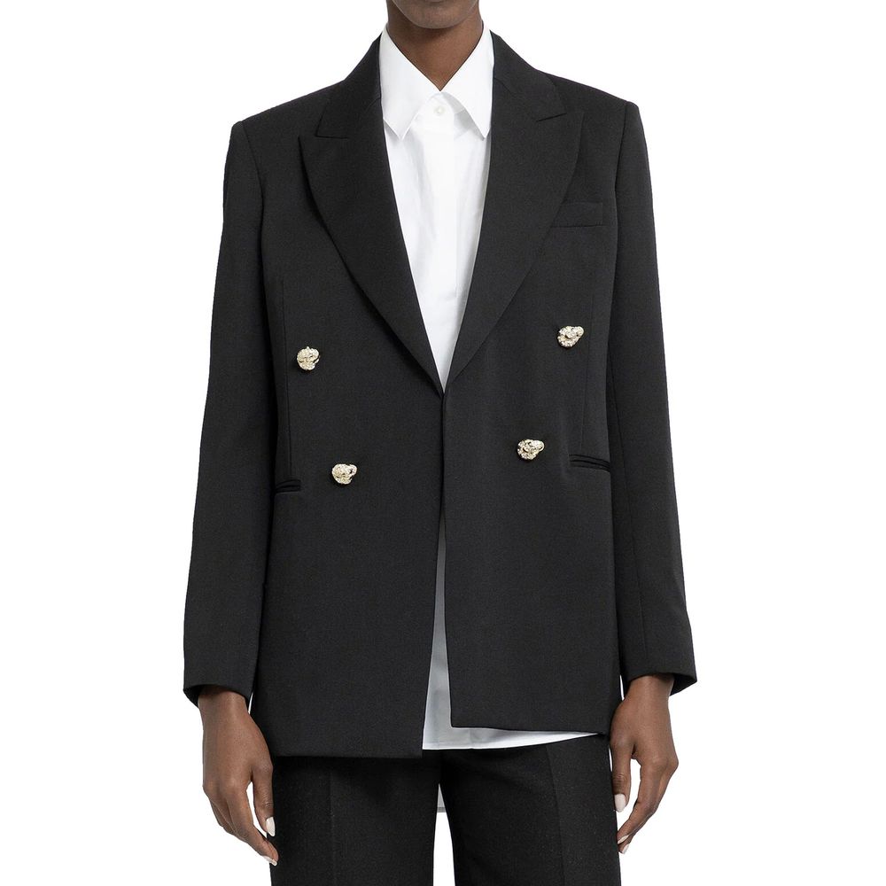 Black Virgin Wool Blazer - ventzia