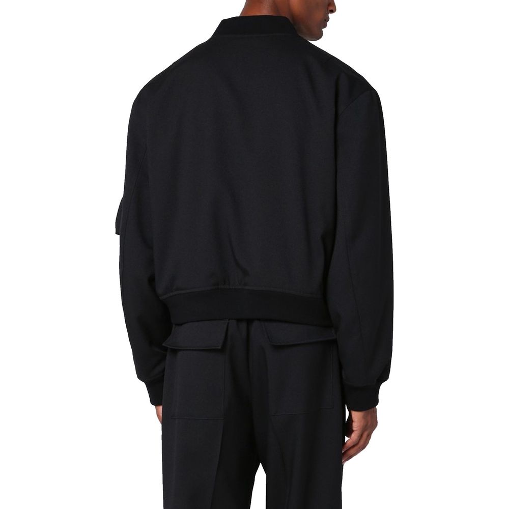 Black Polyester Bomber - ventzia
