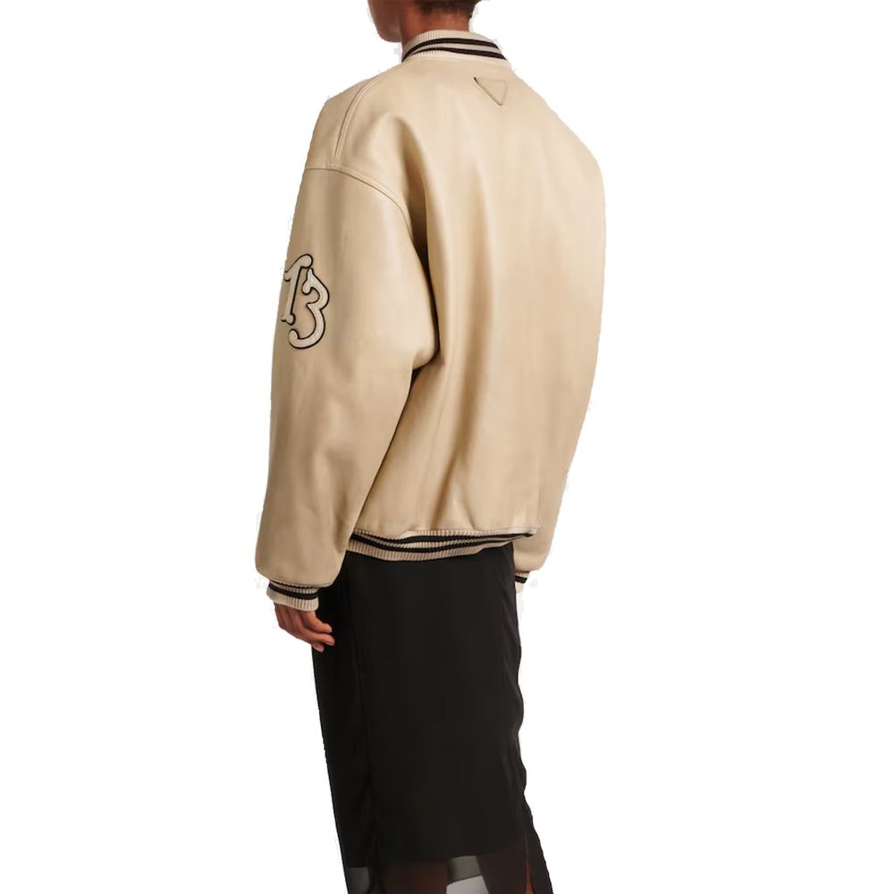 Beige Calfskin Bomber - ventzia