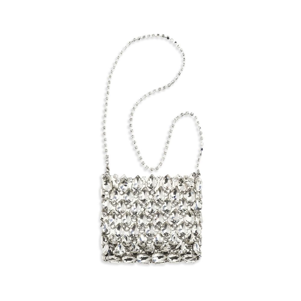 Silver Polyester Shoulder Bag
