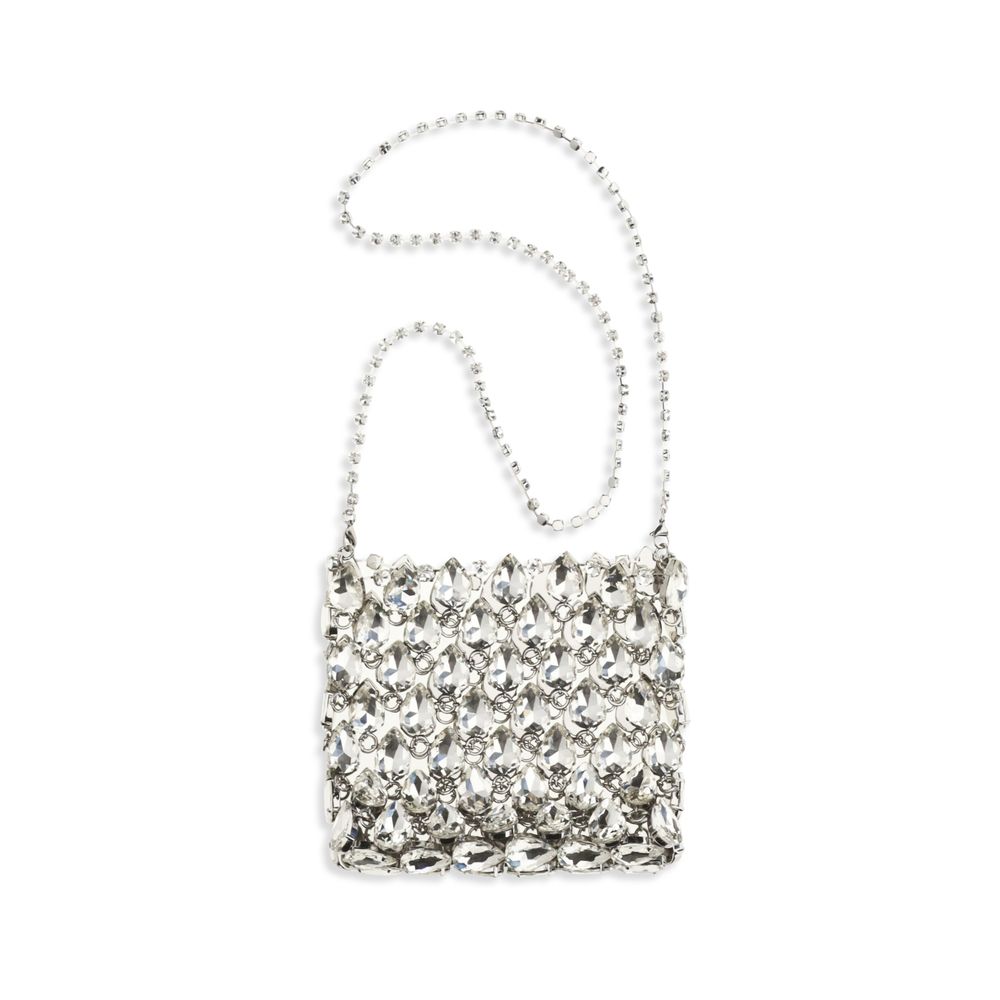 Silver Polyester Shoulder Bag