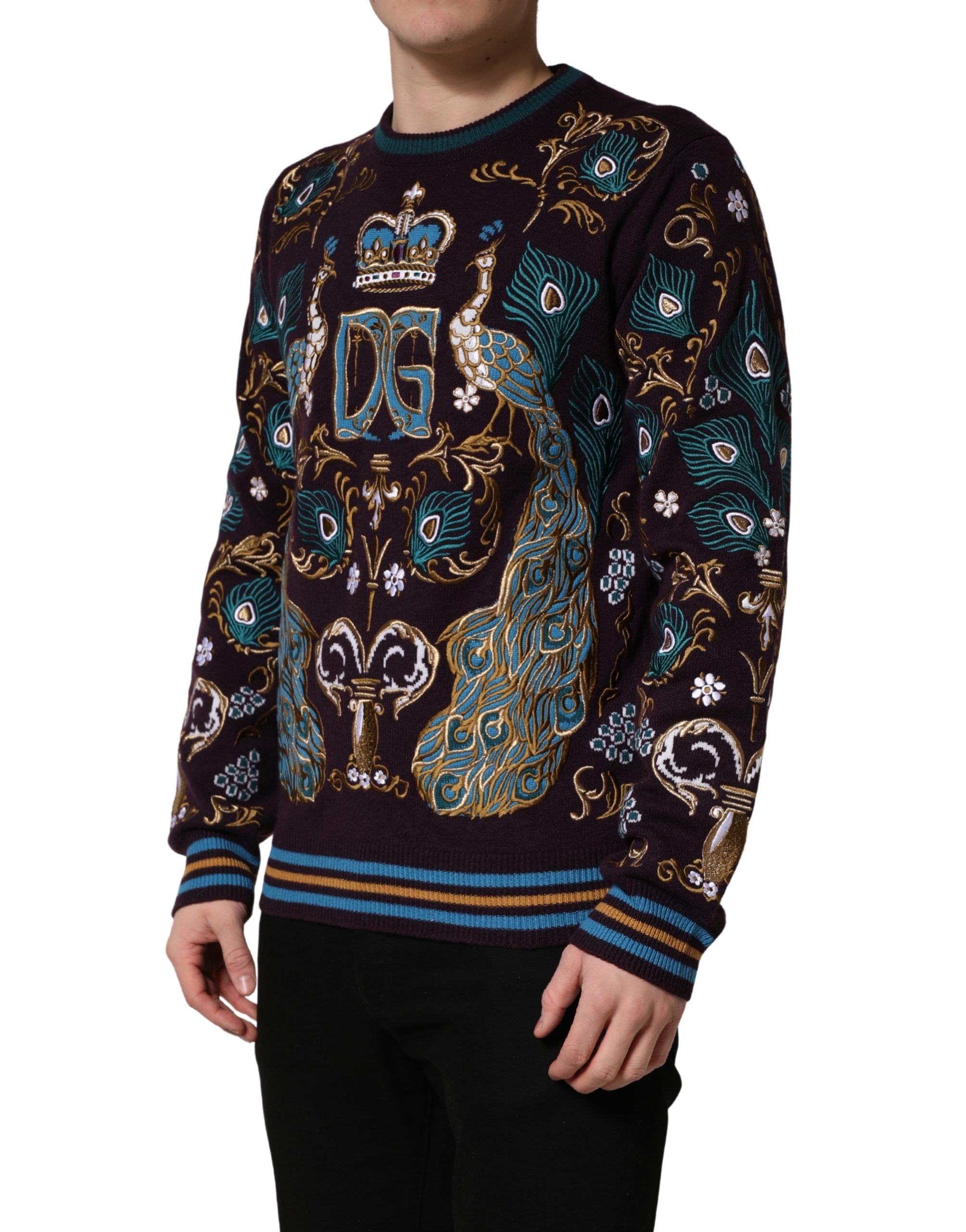 Bordeaux Cashmere Crown Embroidered Sweater