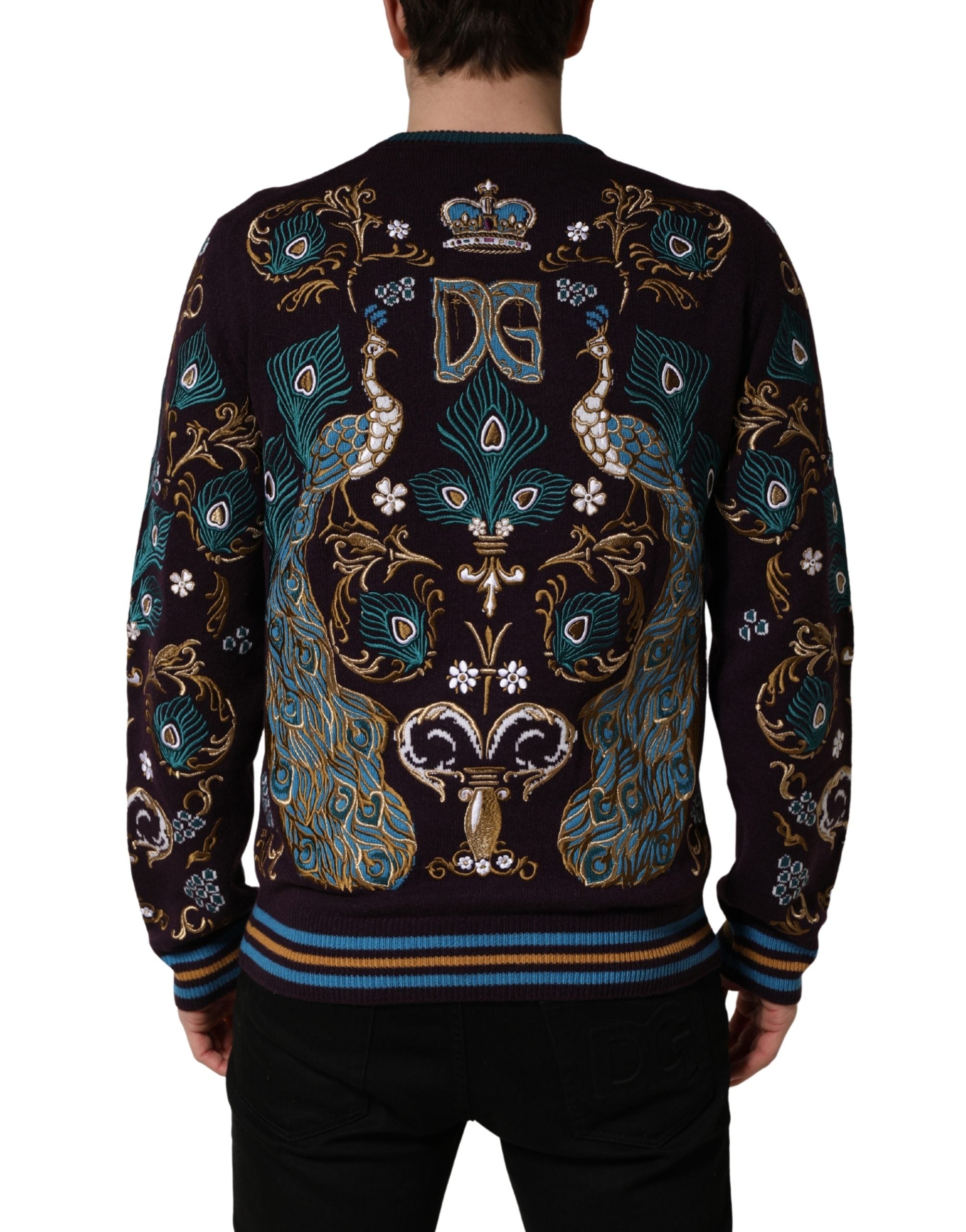 Bordeaux Cashmere Crown Embroidered Sweater