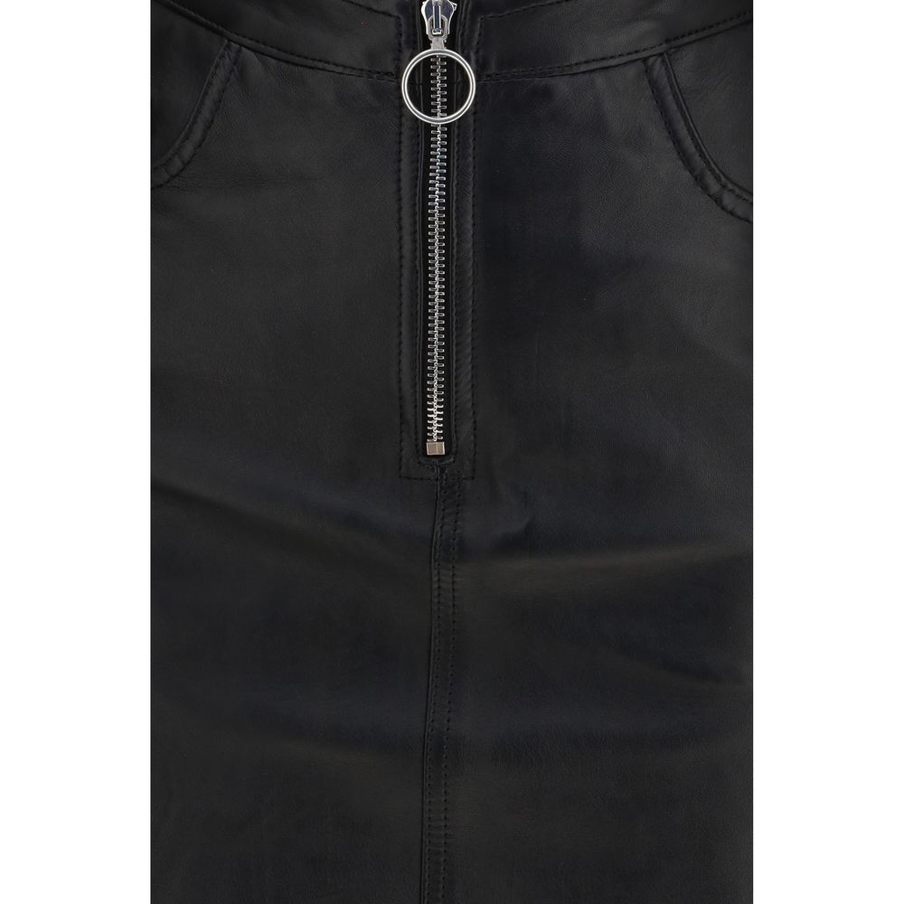 Black Lamb Leather Mini Skirt