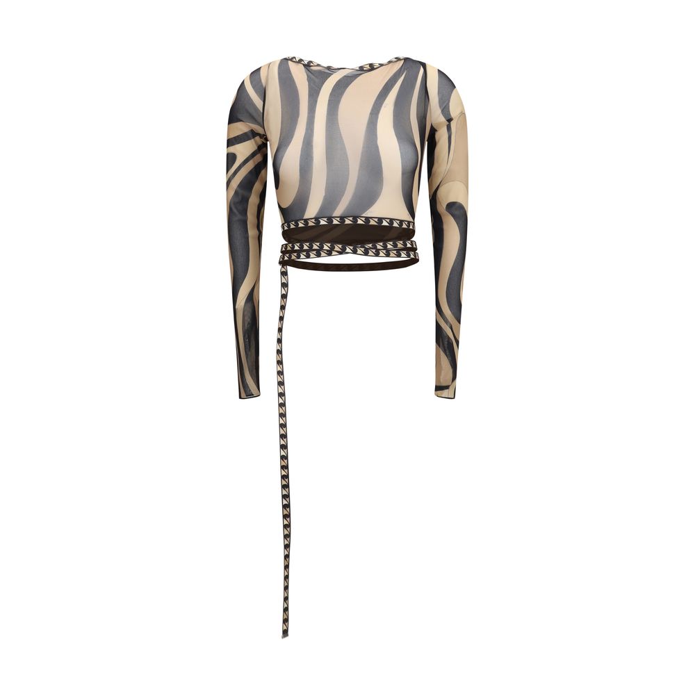 Beige Polyamide Pattern Shirt