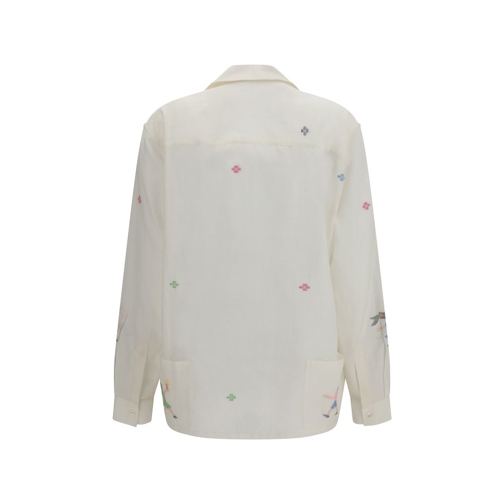 White Cotton Pattern Shirt