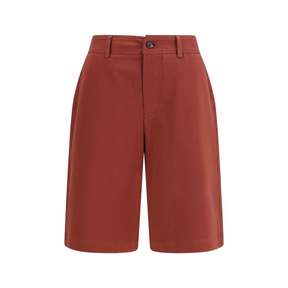Red Cotton Bermuda Shorts