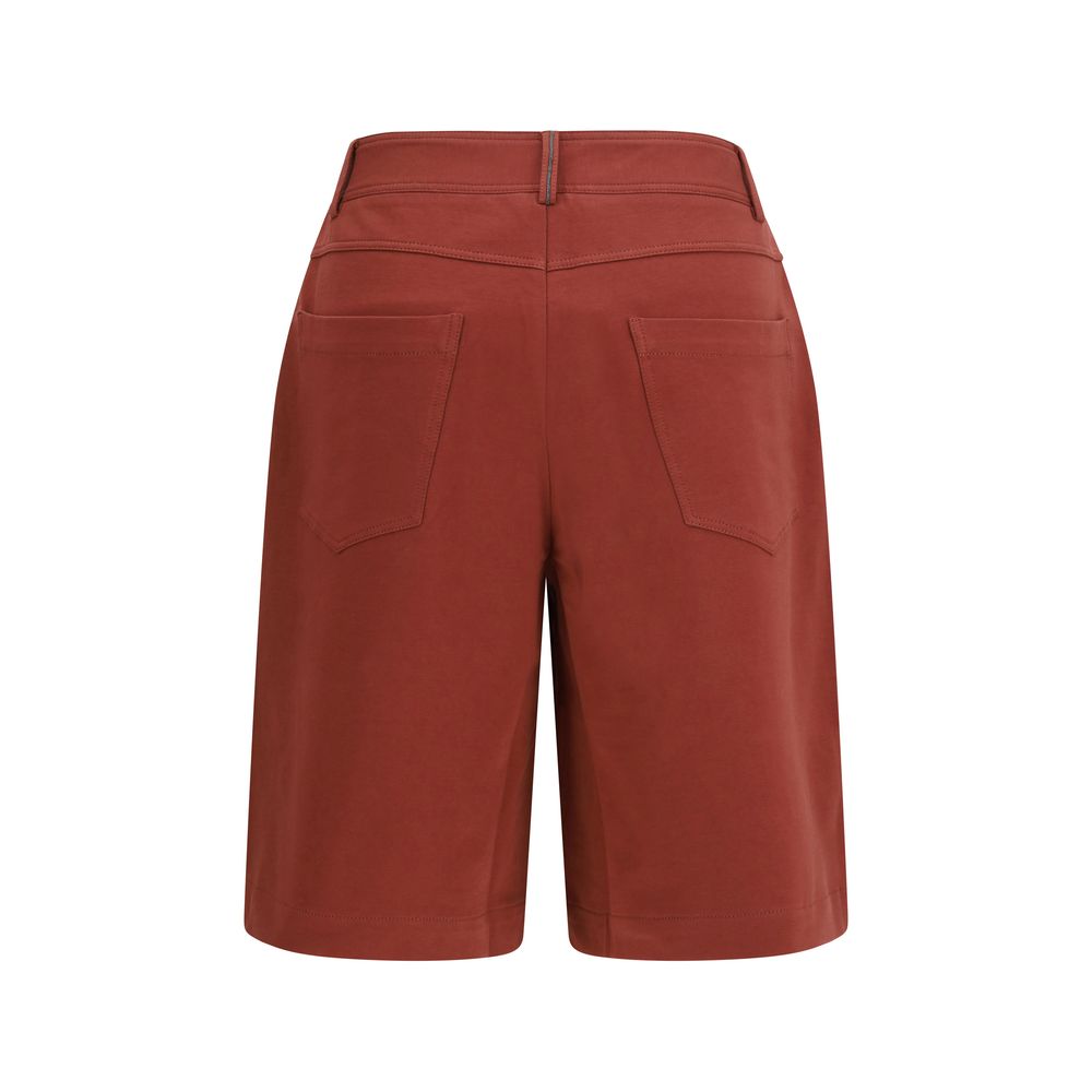 Red Cotton Bermuda Shorts