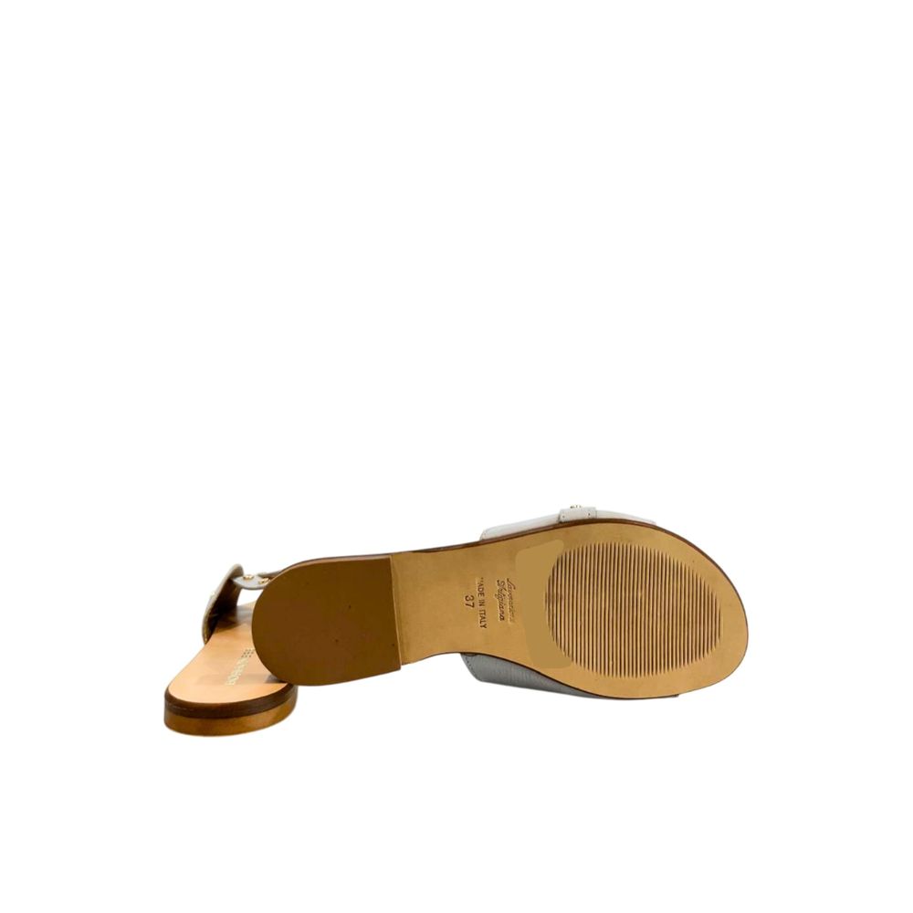 Grey Leather Women Sandal