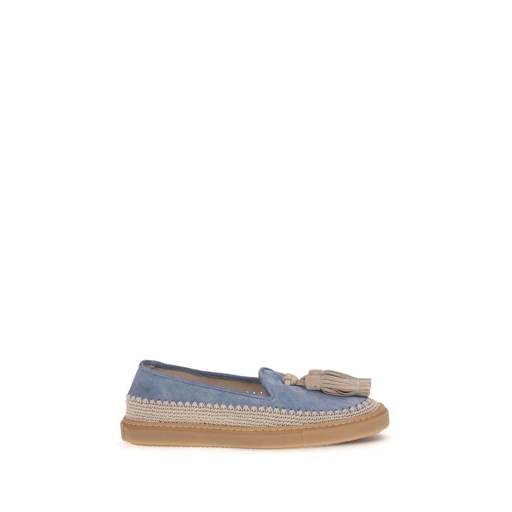 Blue Calf Leather Bos Taurus Slip-On Loafers
