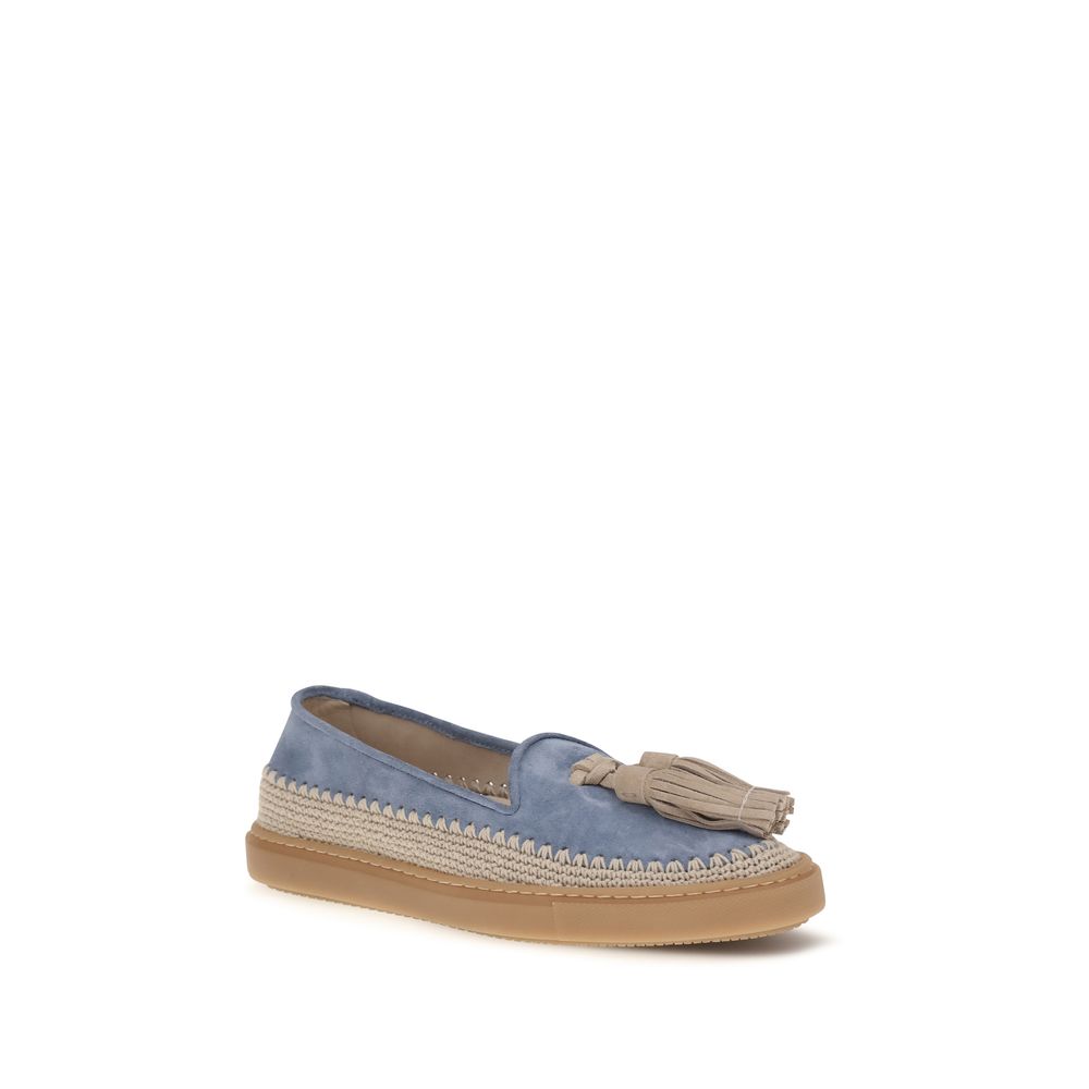 Blue Calf Leather Bos Taurus Slip-On Loafers