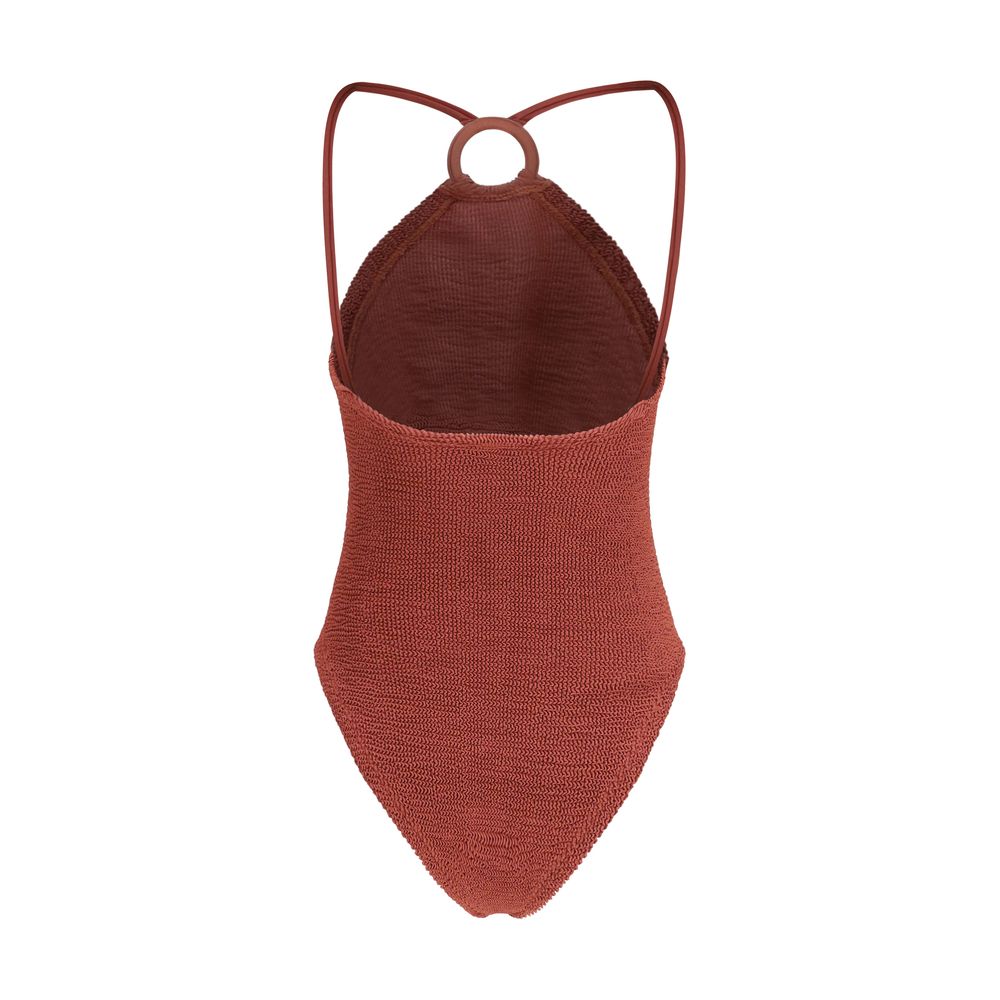 Red Polyamide One-Piece Swimsuit