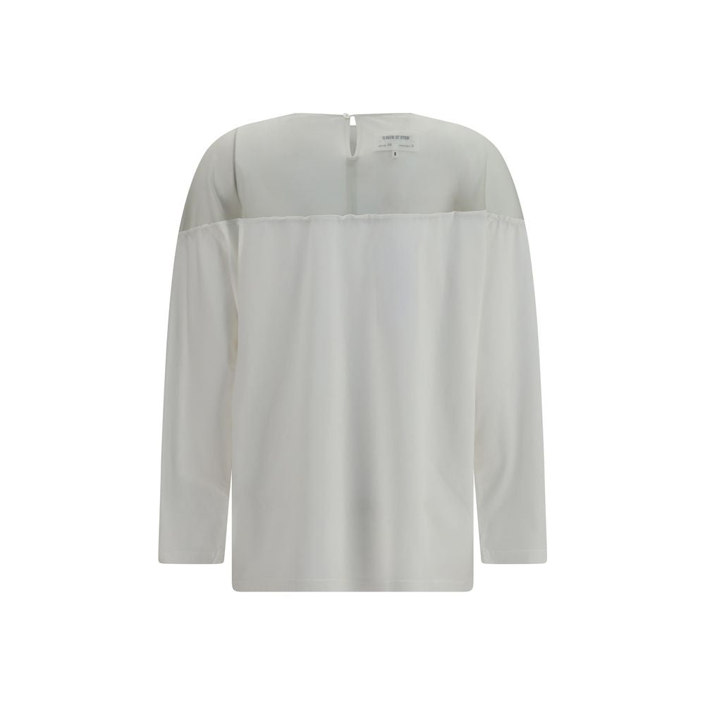 White Cotton Long Sleeve T-Shirt