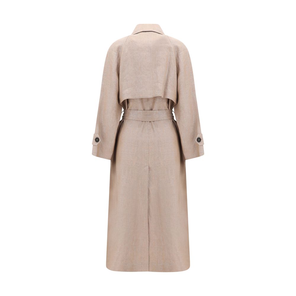 Multicolor Linen Trench Coat