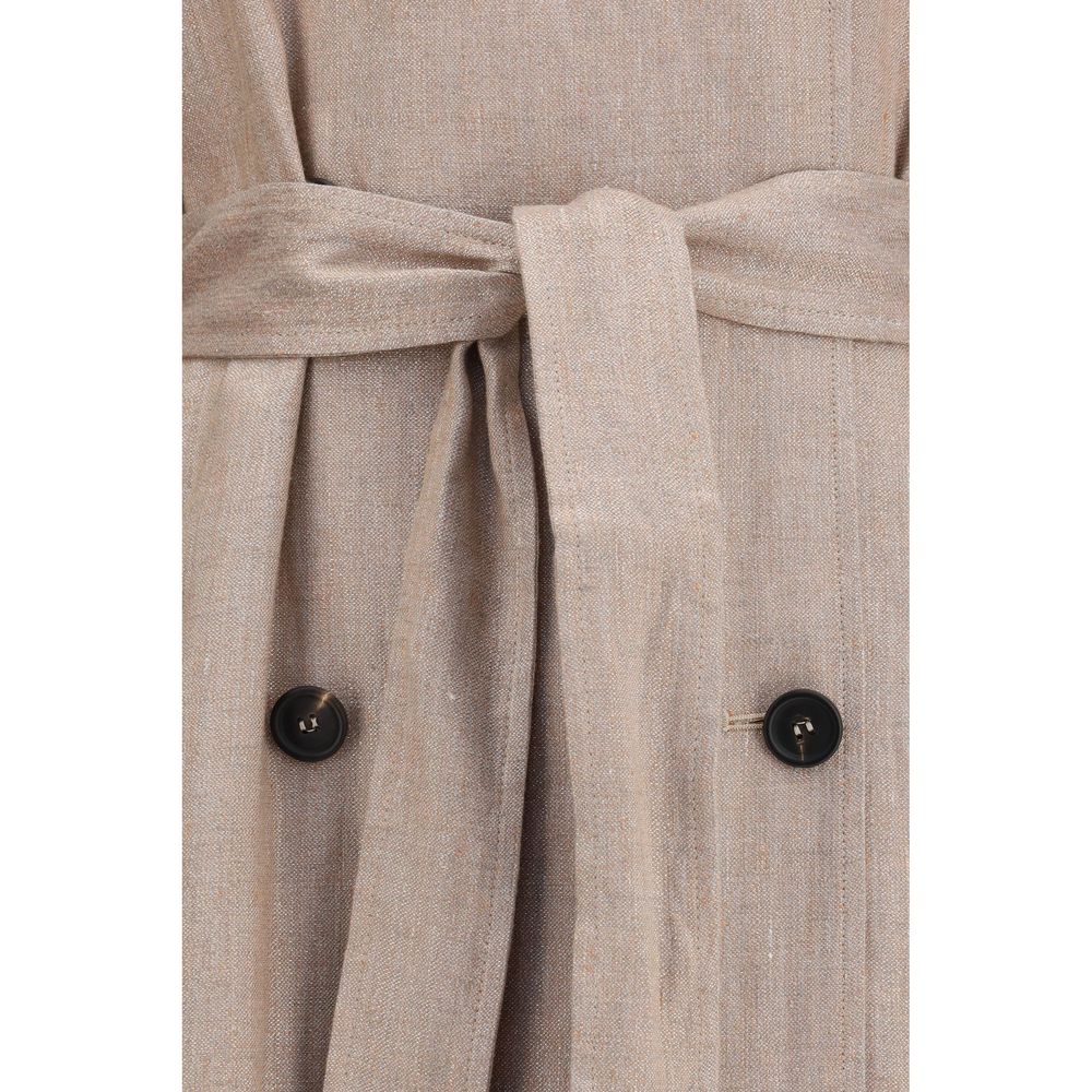 Multicolor Linen Trench Coat