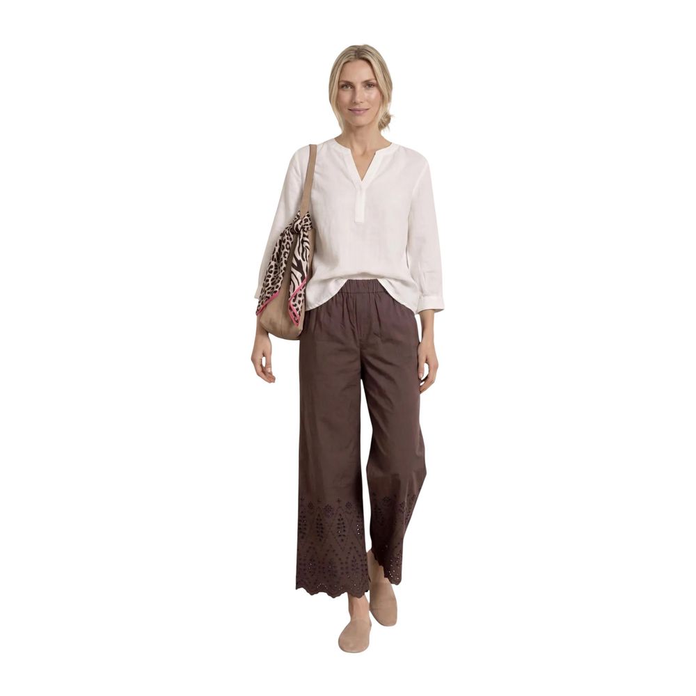 Brown Cotton Casual Pants
