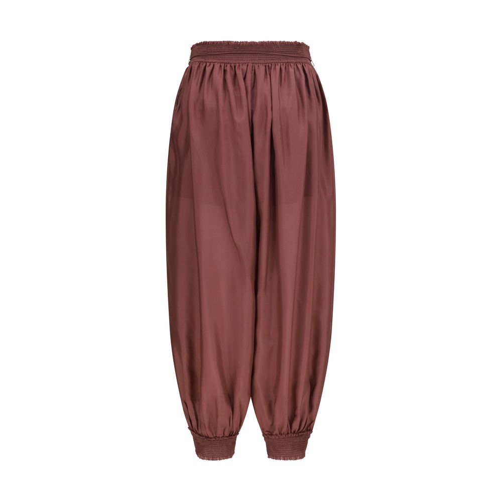 Bordeaux Silk Casual Pants