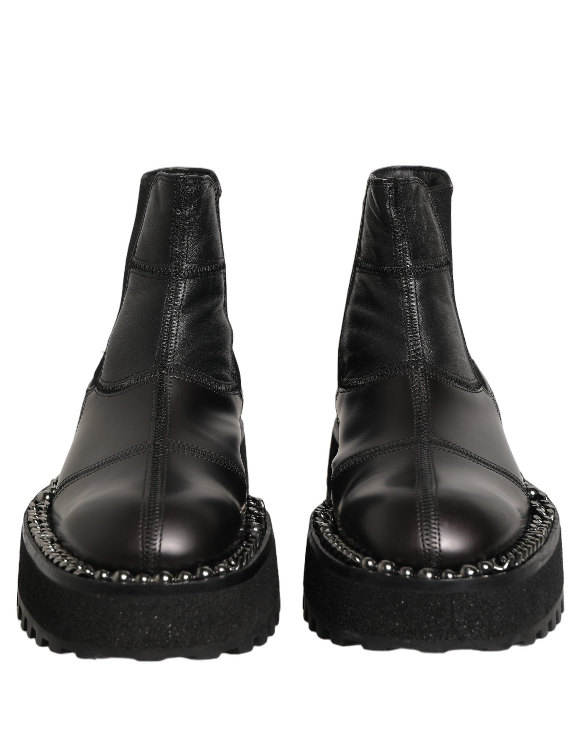 Black Leather Slip On Chelsea Boots Shoes