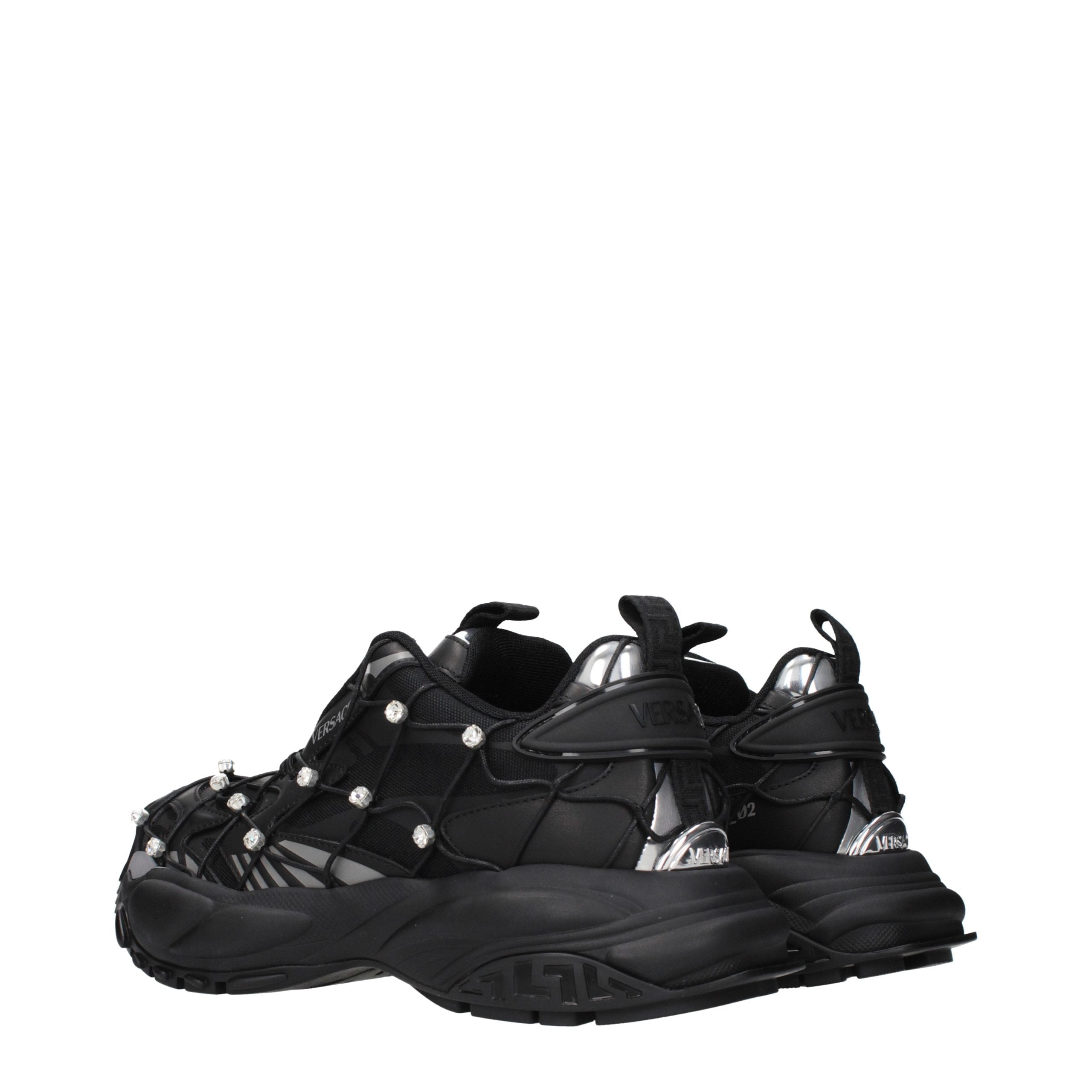 Black Fabric Chunky Sneakers