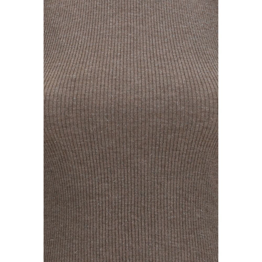 Brown Cashmere Sleeveless Jacket
