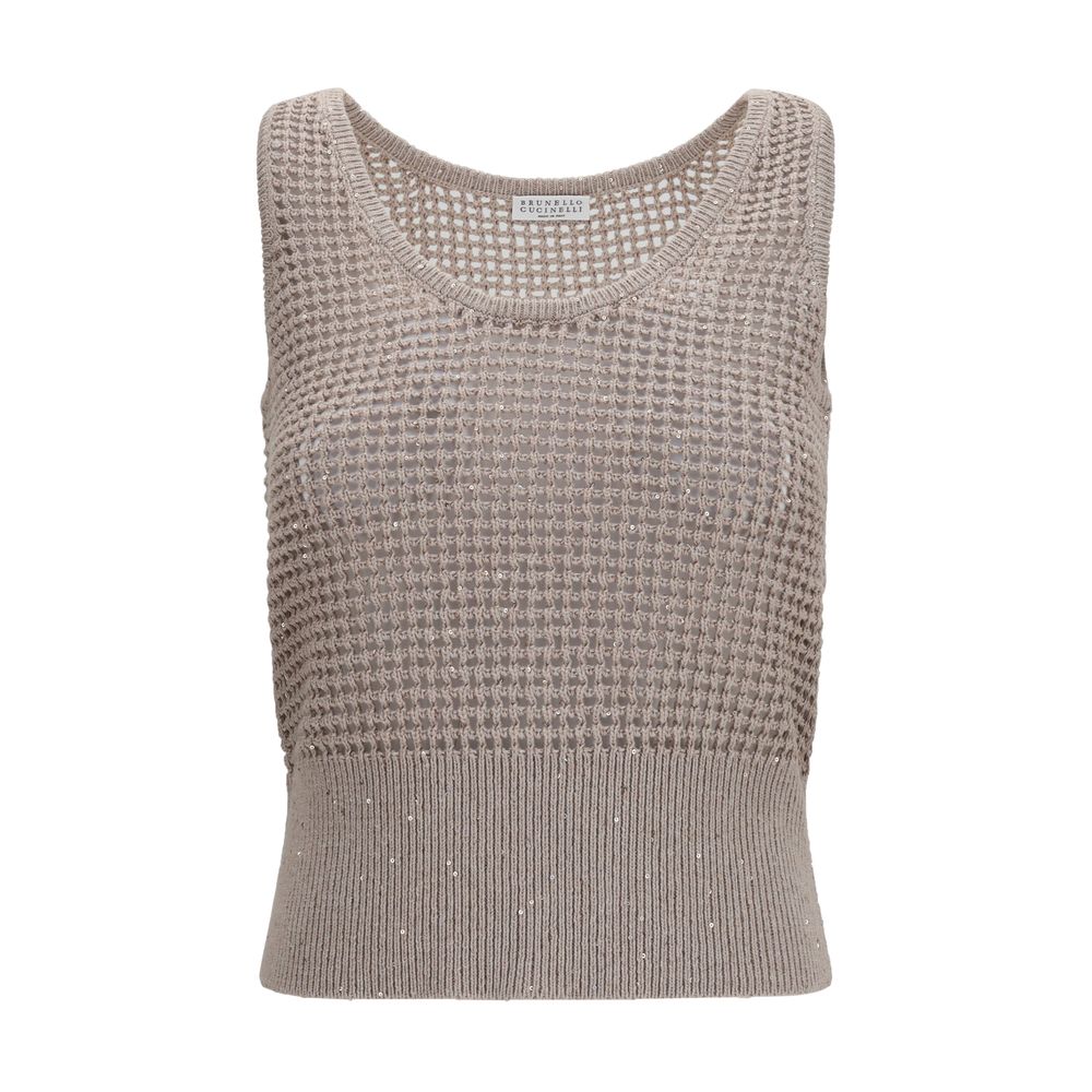 Beige Cotton Tank Tops