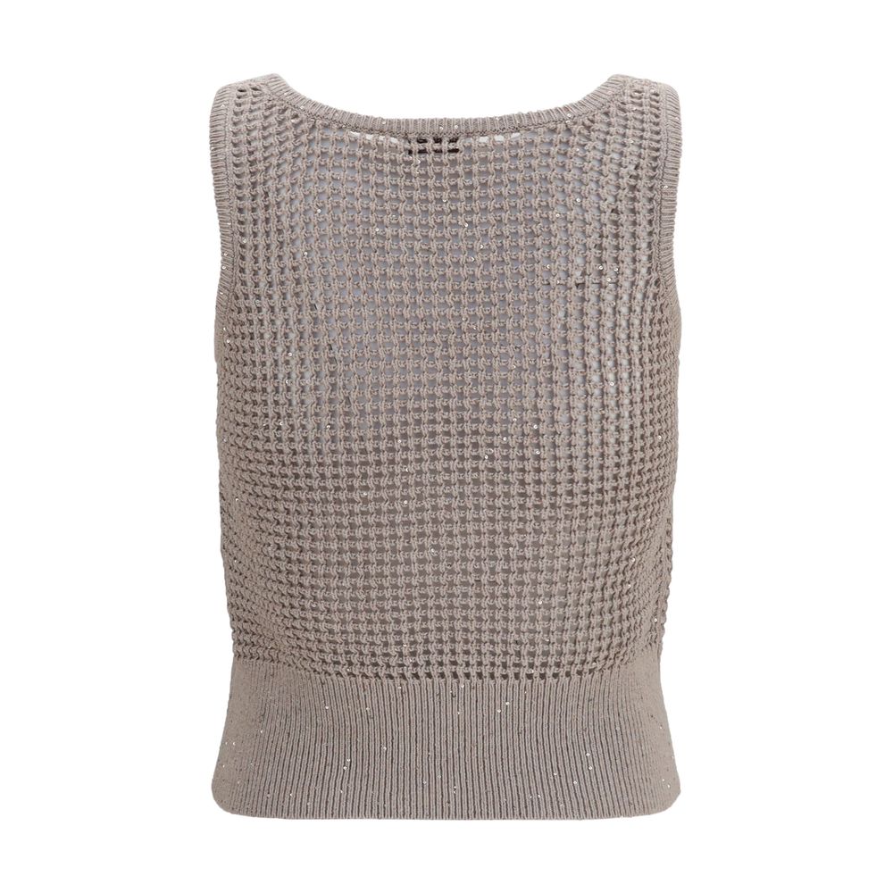 Beige Cotton Tank Tops